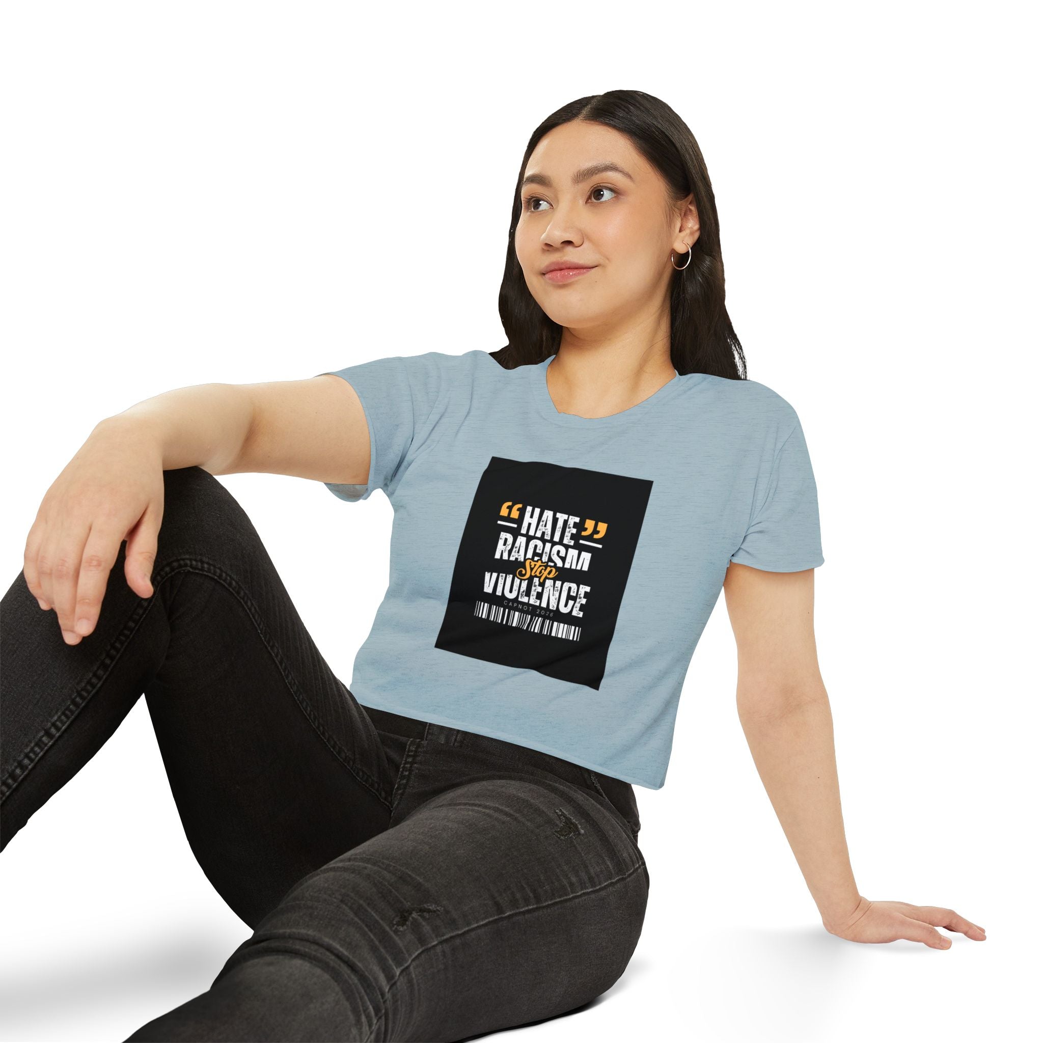 Festival Crop Top — "Hate Racism Stop Violence" Graphic Tee