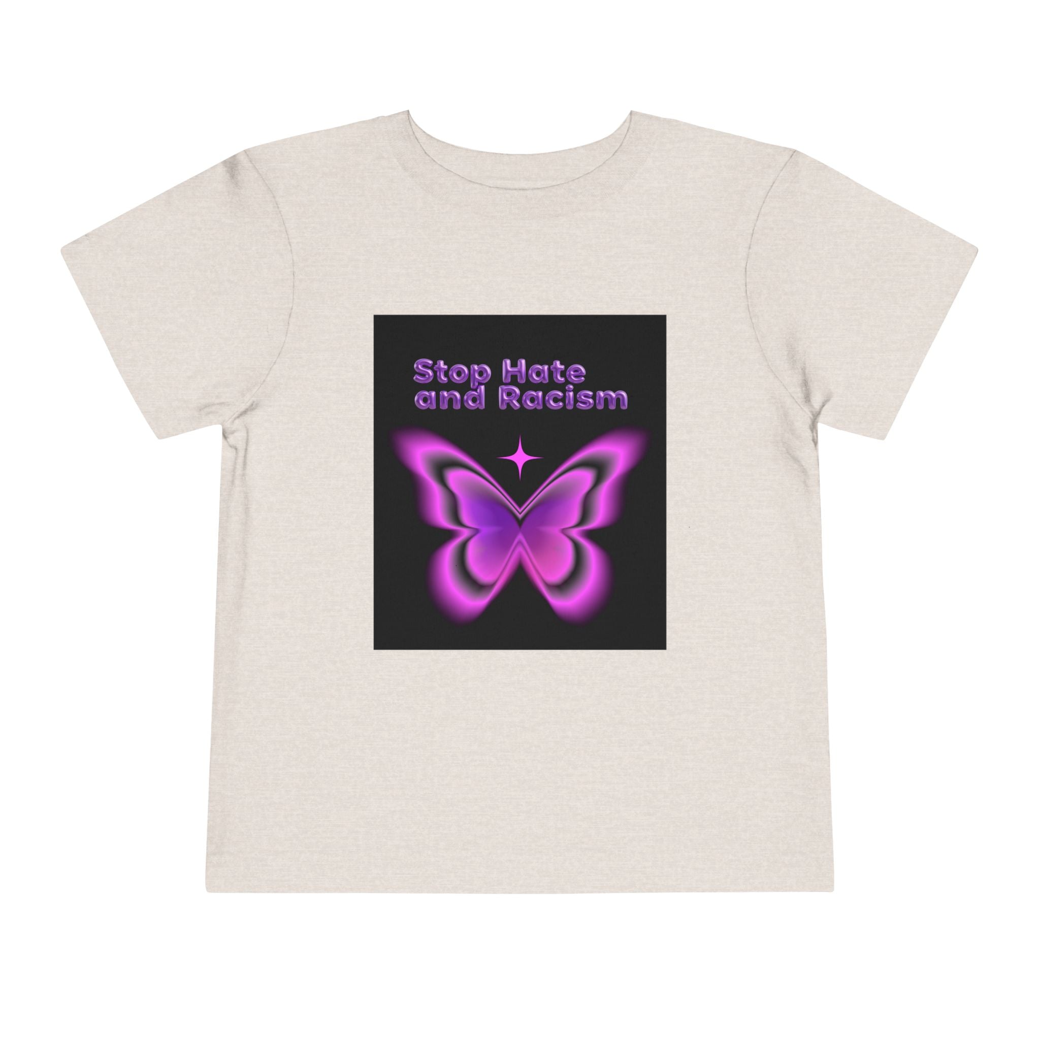 Stop Hate and Racism Toddler Tee — Purple Butterfly Anti-Racism Shirt