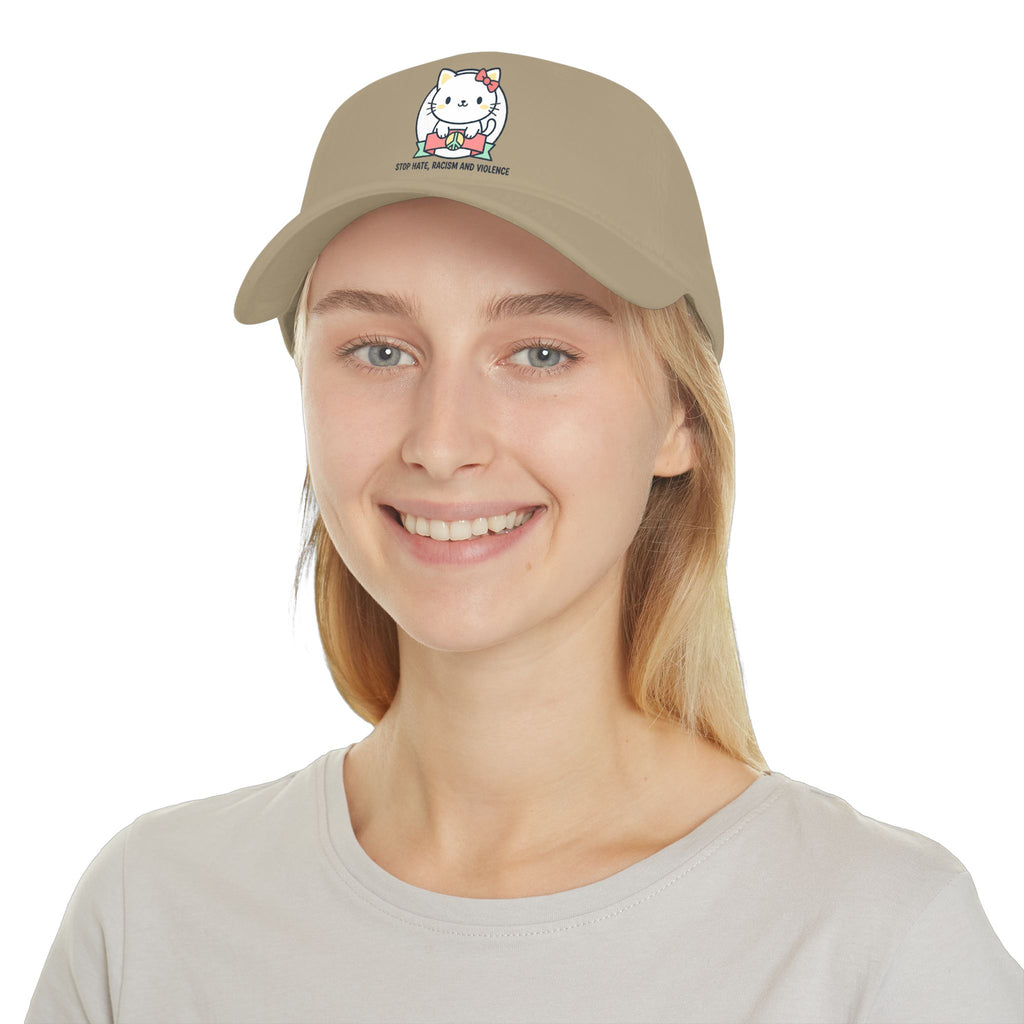 Cute Cat Hat — "Stop Hate, Racism and Violence" Embroidered Baseball Cap