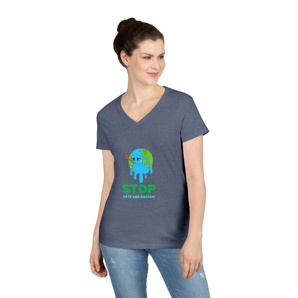 Stop Hate and Racism Eco V-Neck T-Shirt