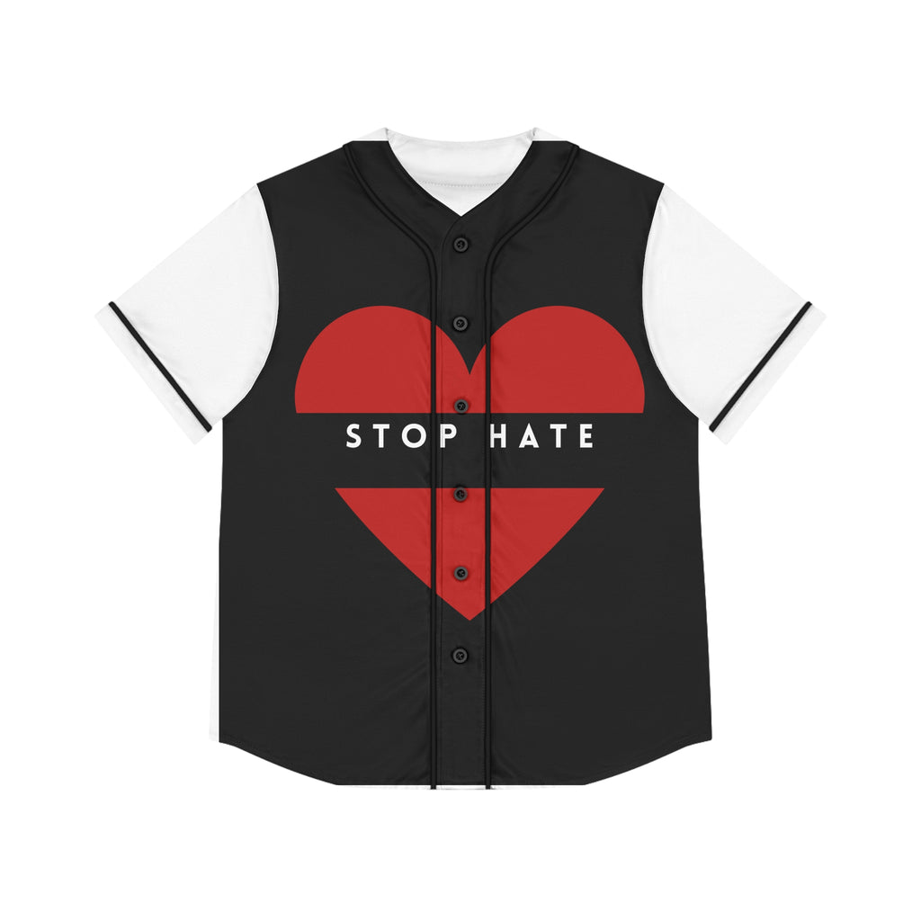Stop Hate Heart Baseball Jersey — Women's Button-Up Statement Tee