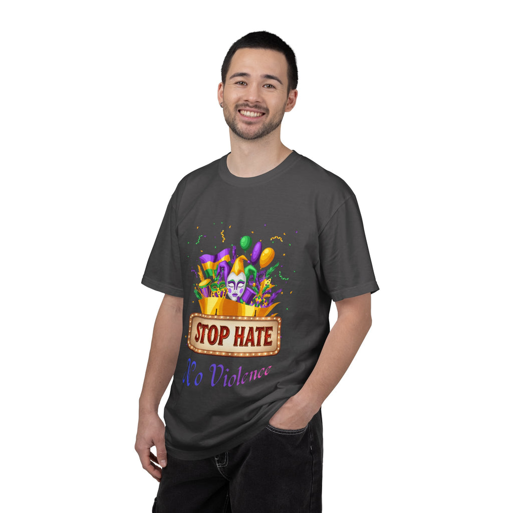 T-Shirt — "Stop Hate, No Violence" Mardi Gras Parade Design