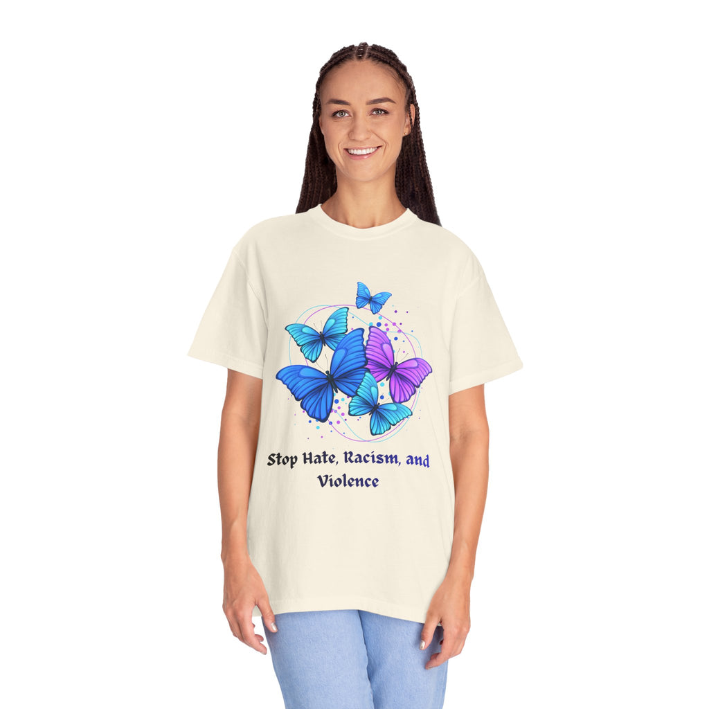 Butterfly Peace T-Shirt — "Stop Hate, Racism, and Violence" Anti-Violence Tee