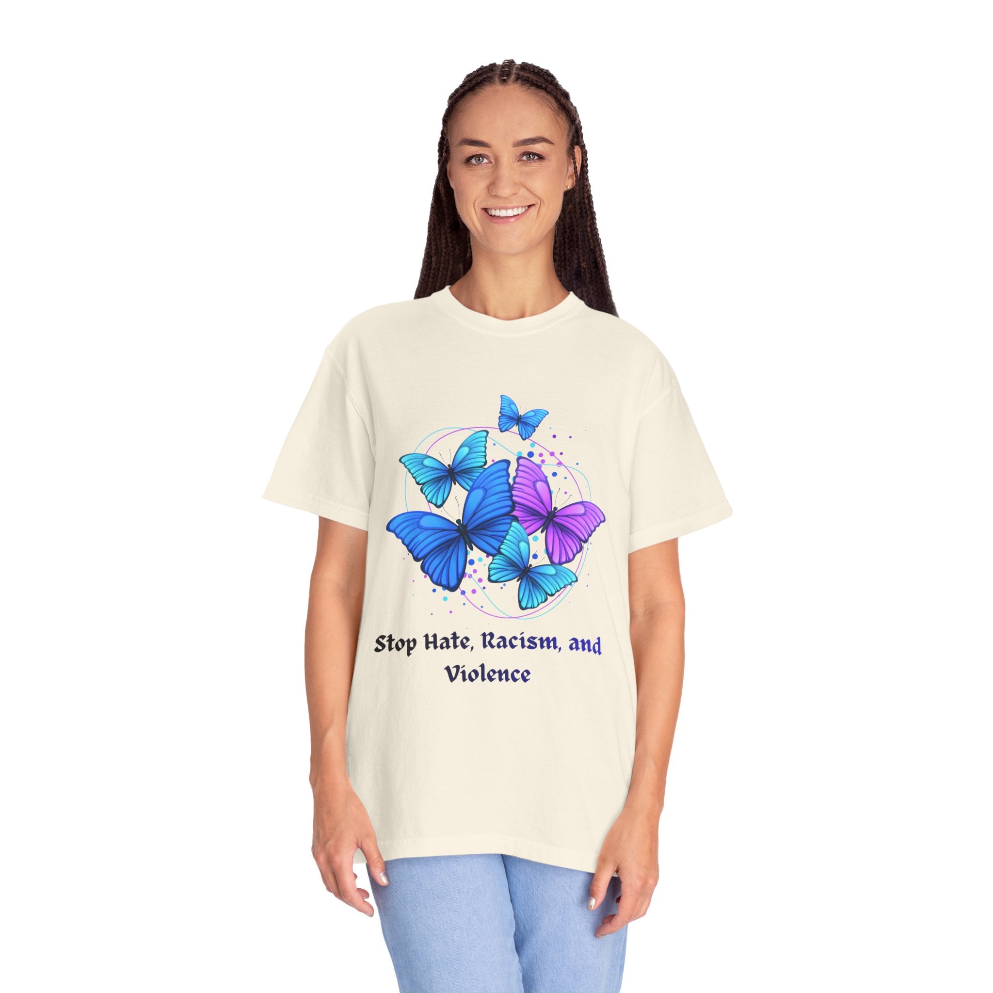 Butterfly Peace T-Shirt — "Stop Hate, Racism, and Violence" Anti-Violence Tee