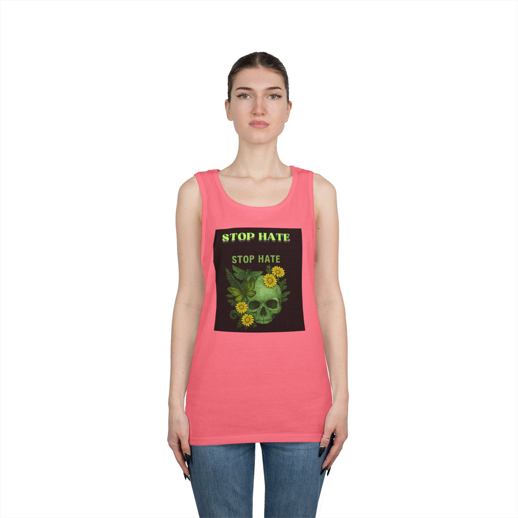 Stop Hate Floral Skull Tank Top — Anti-Hate Graphic Tank