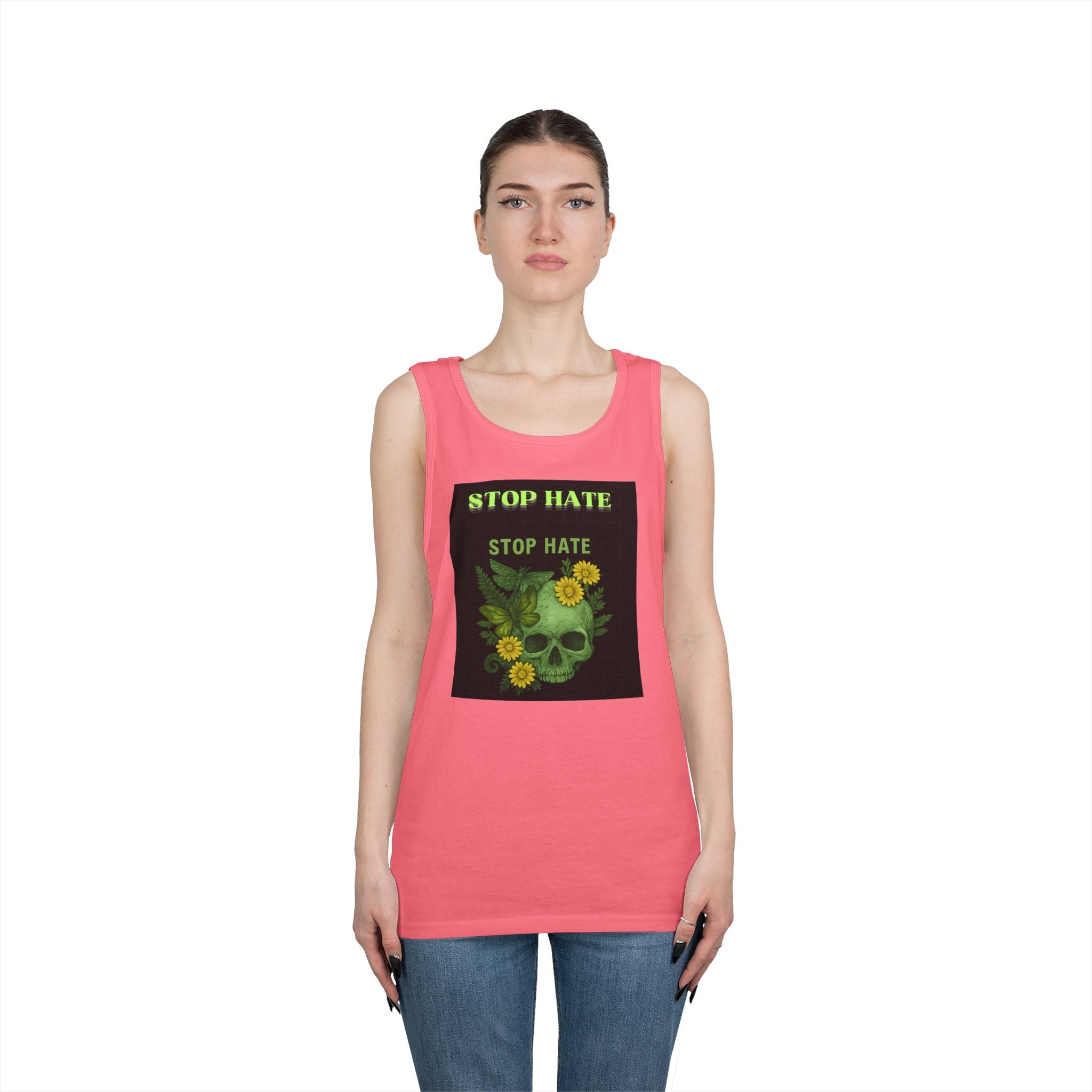 Stop Hate Floral Skull Tank Top — Anti-Hate Graphic Tank