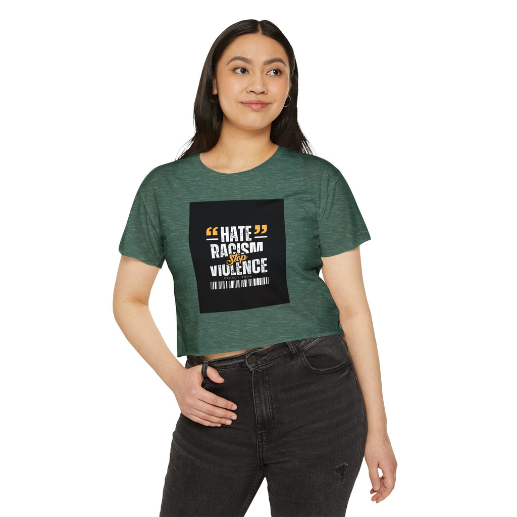 Festival Crop Top — "Hate Racism Stop Violence" Graphic Tee