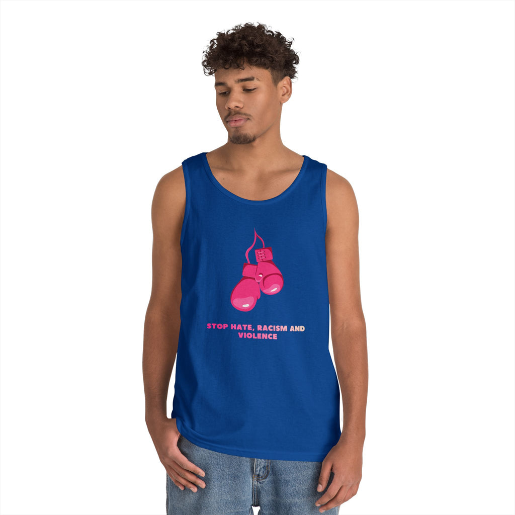 Pink Boxing Gloves Tank Top – “Stop Hate, Racism and Violence” Graphic Tank