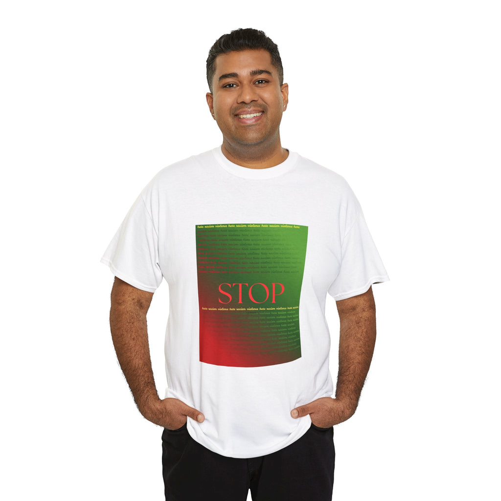 STOP Graphic Tee — Red & Green Gradient Statement T‑Shirt