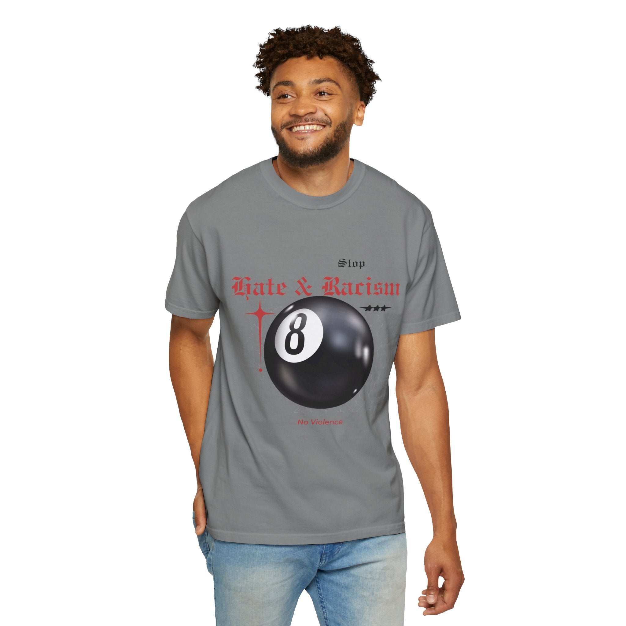 Anti-Racism 8-Ball T-Shirt — Stop Hate & Racism Graphic Tee