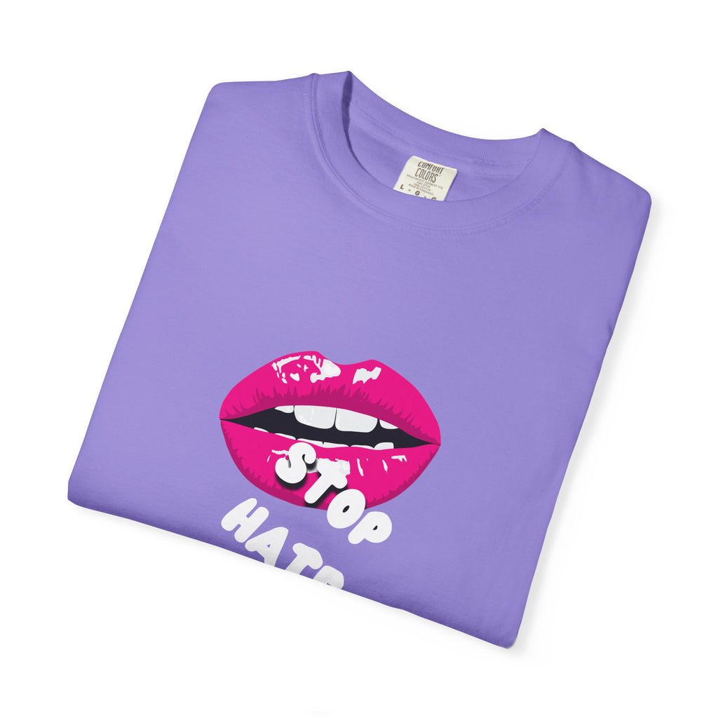 T-Shirt — Pink Lip 'Stop' Graphic Tee (No Racism or Violence)