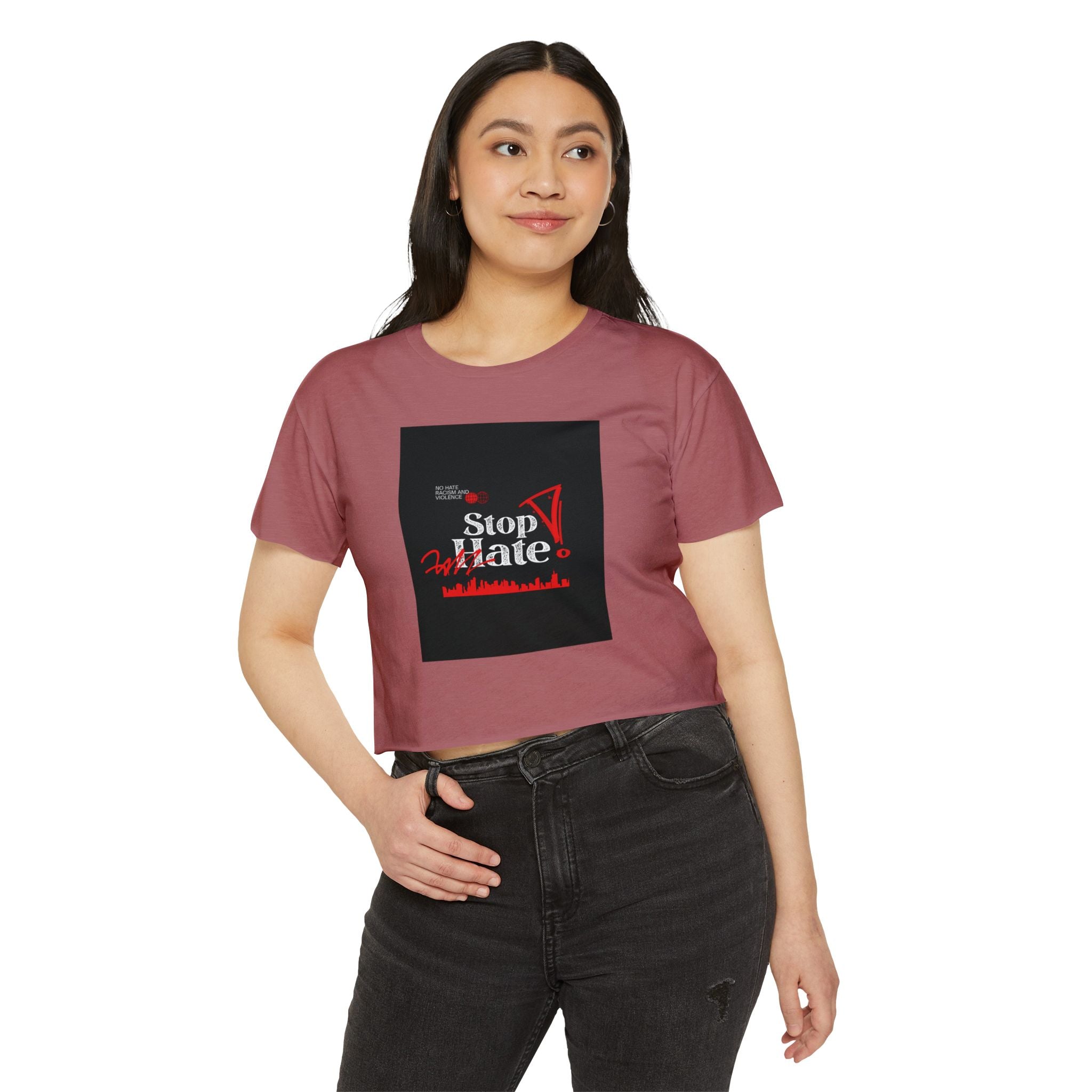 Stop Hate Crop Top — Women's Festival Statement Tee