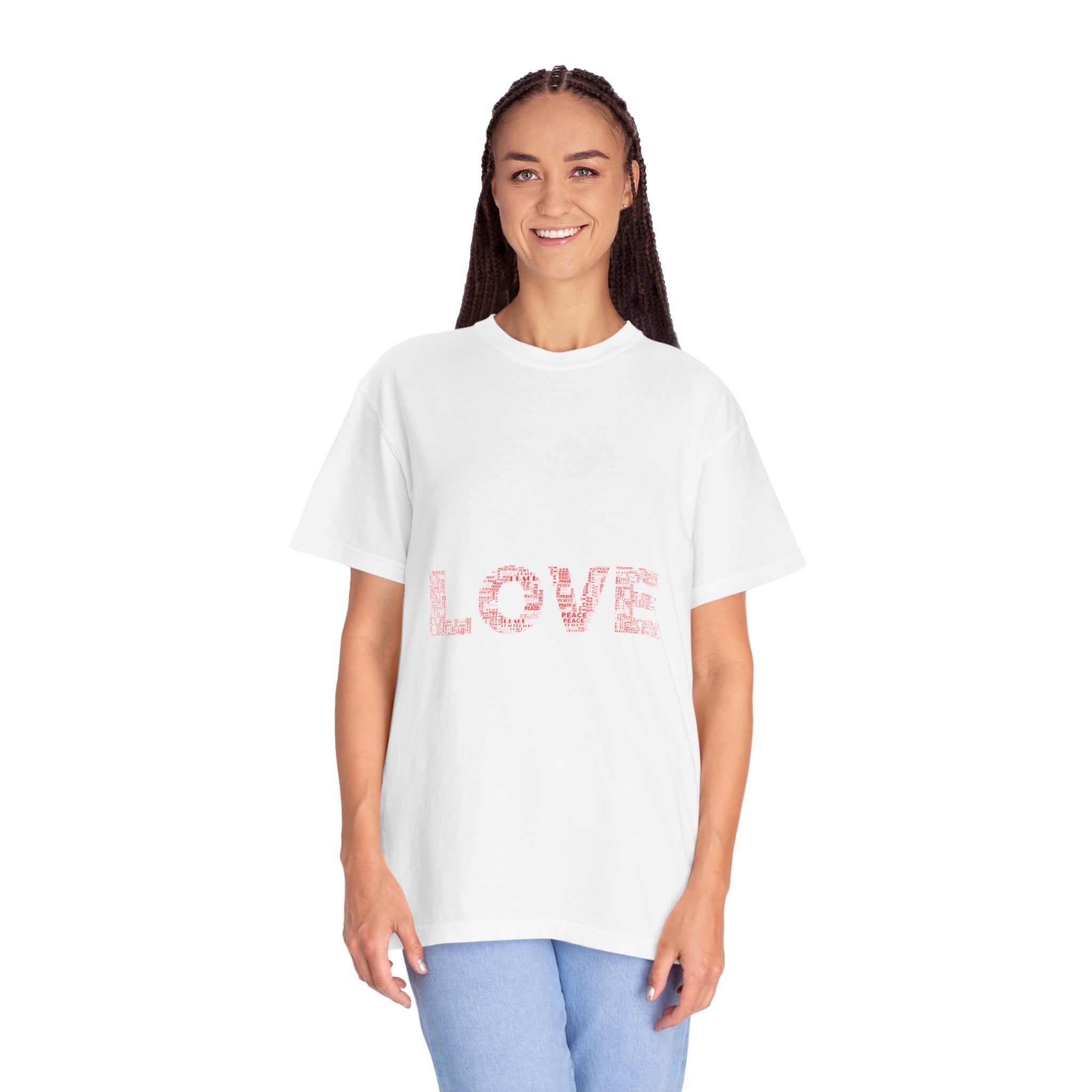 LOVE Graphic T-Shirt — Pink Floral Text Tee for Valentine’s Day & Everyday