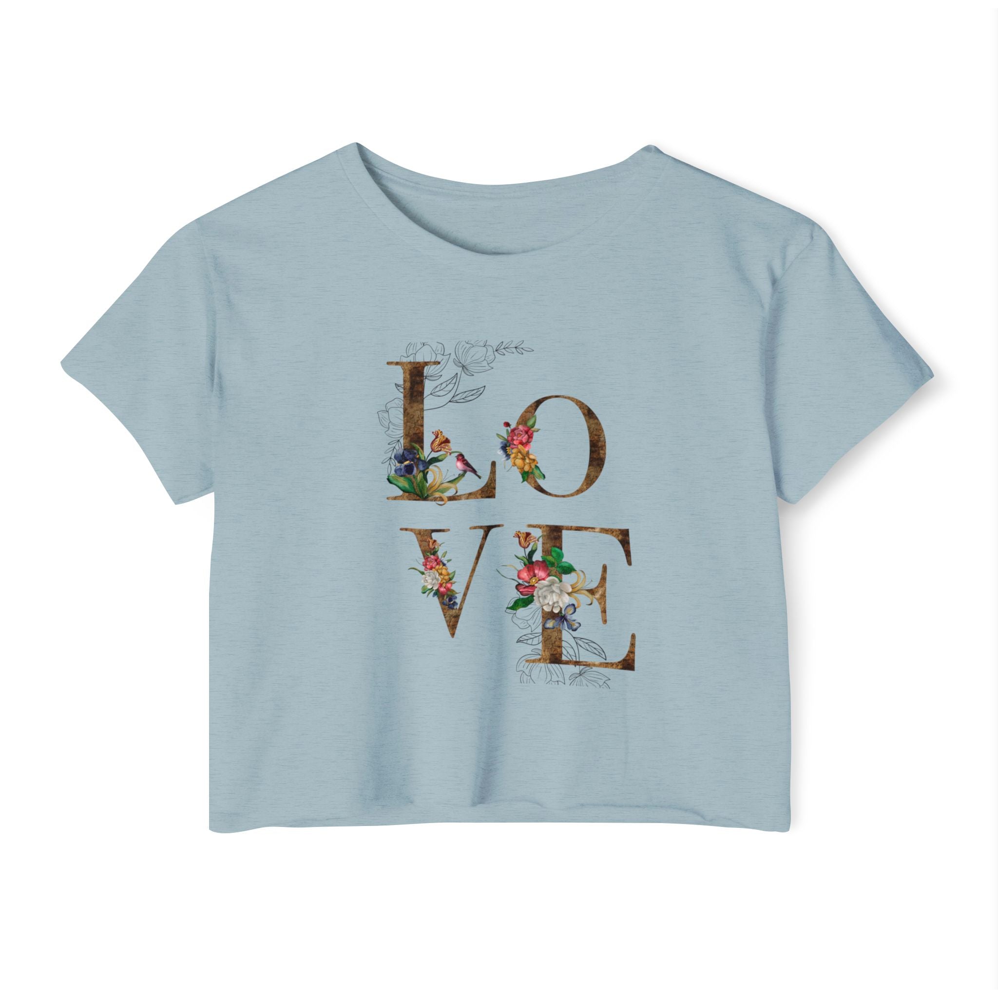 LOVE Floral Crop Top — Women's Festival Graphic Tee