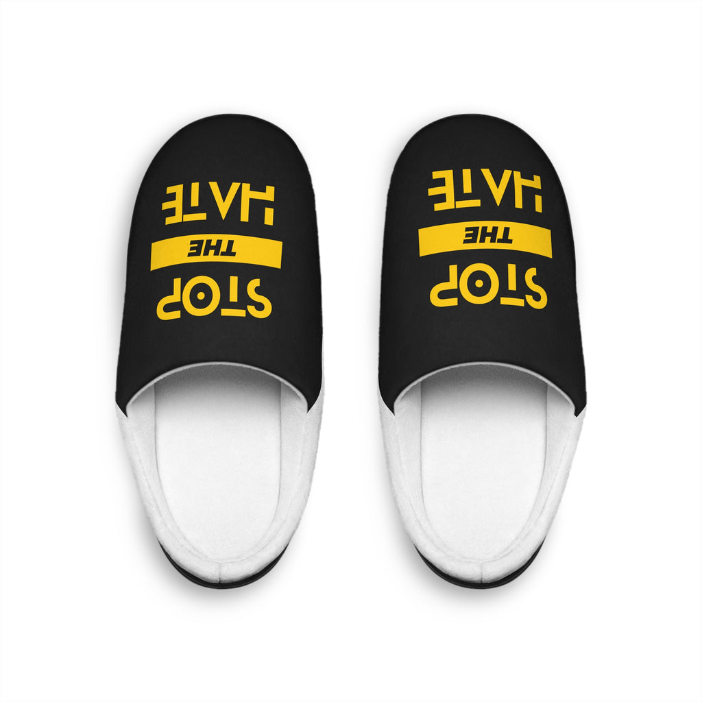 Stop The Hate Men's Indoor Slippers — Anti-Hate Message Cozy House Shoes