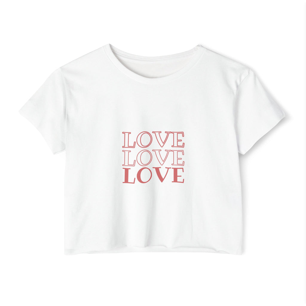 Crop Top — 'LOVE LOVE LOVE' Retro Script Festival Crop Top