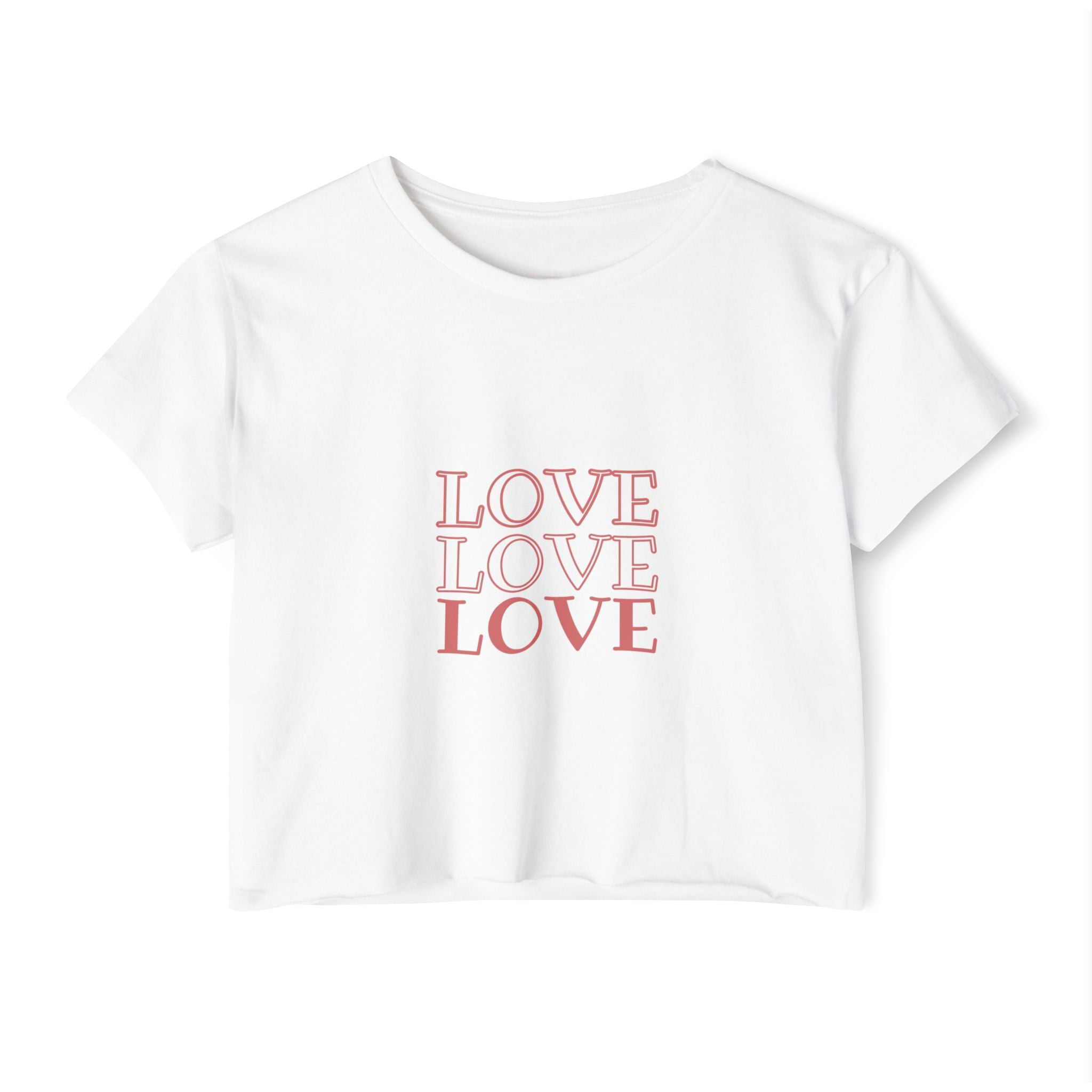 Crop Top — 'LOVE LOVE LOVE' Retro Script Festival Crop Top