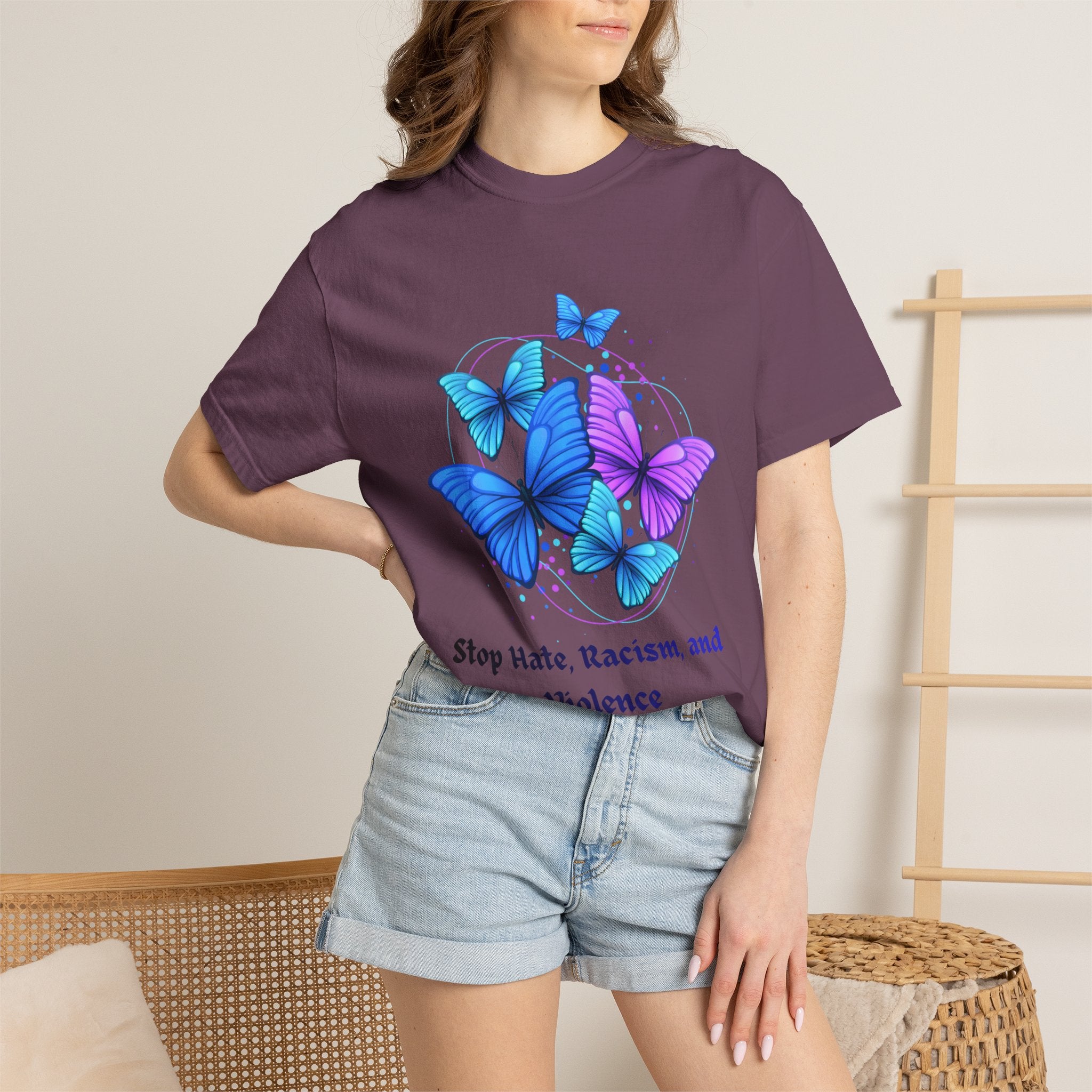 Butterfly Peace T-Shirt — "Stop Hate, Racism, and Violence" Anti-Violence Tee
