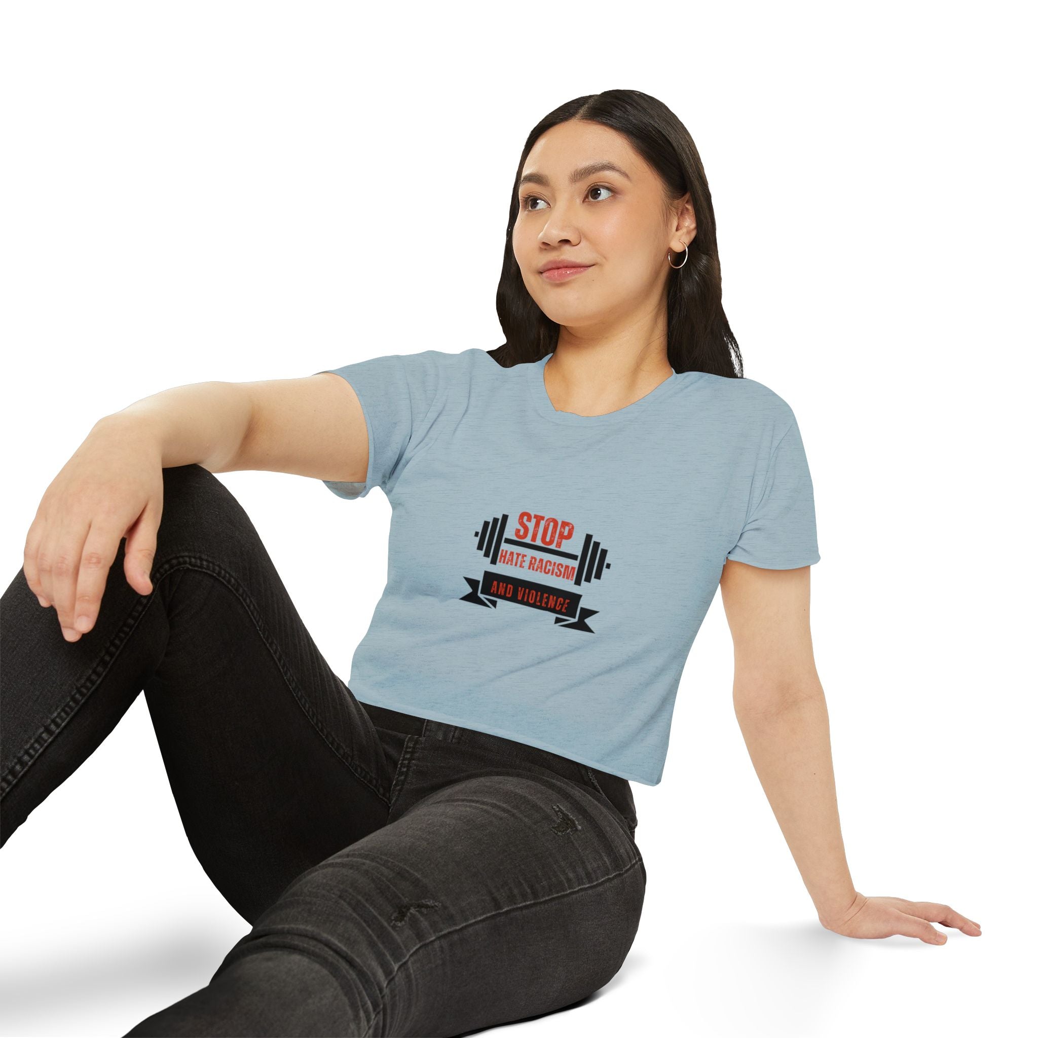 Crop Top — "Stop Hate Racism and Violence" Graphic Festival Tee