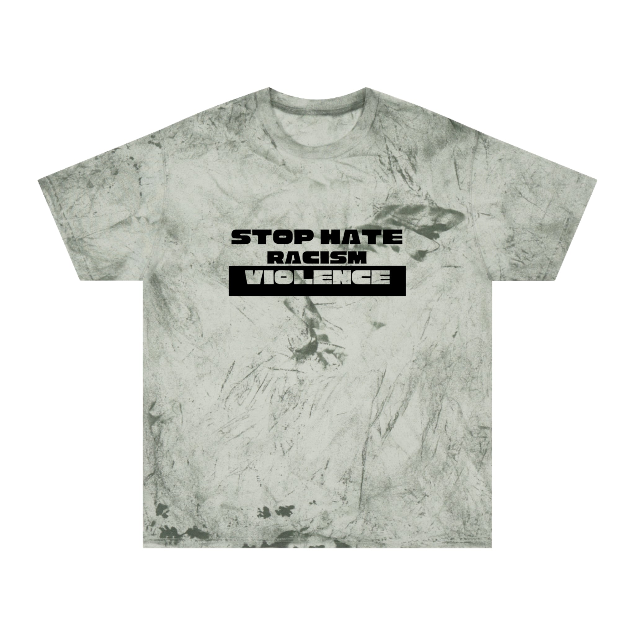 Tie-Dye T-Shirt — "Stop Hate Racism Violence" Graphic Tee
