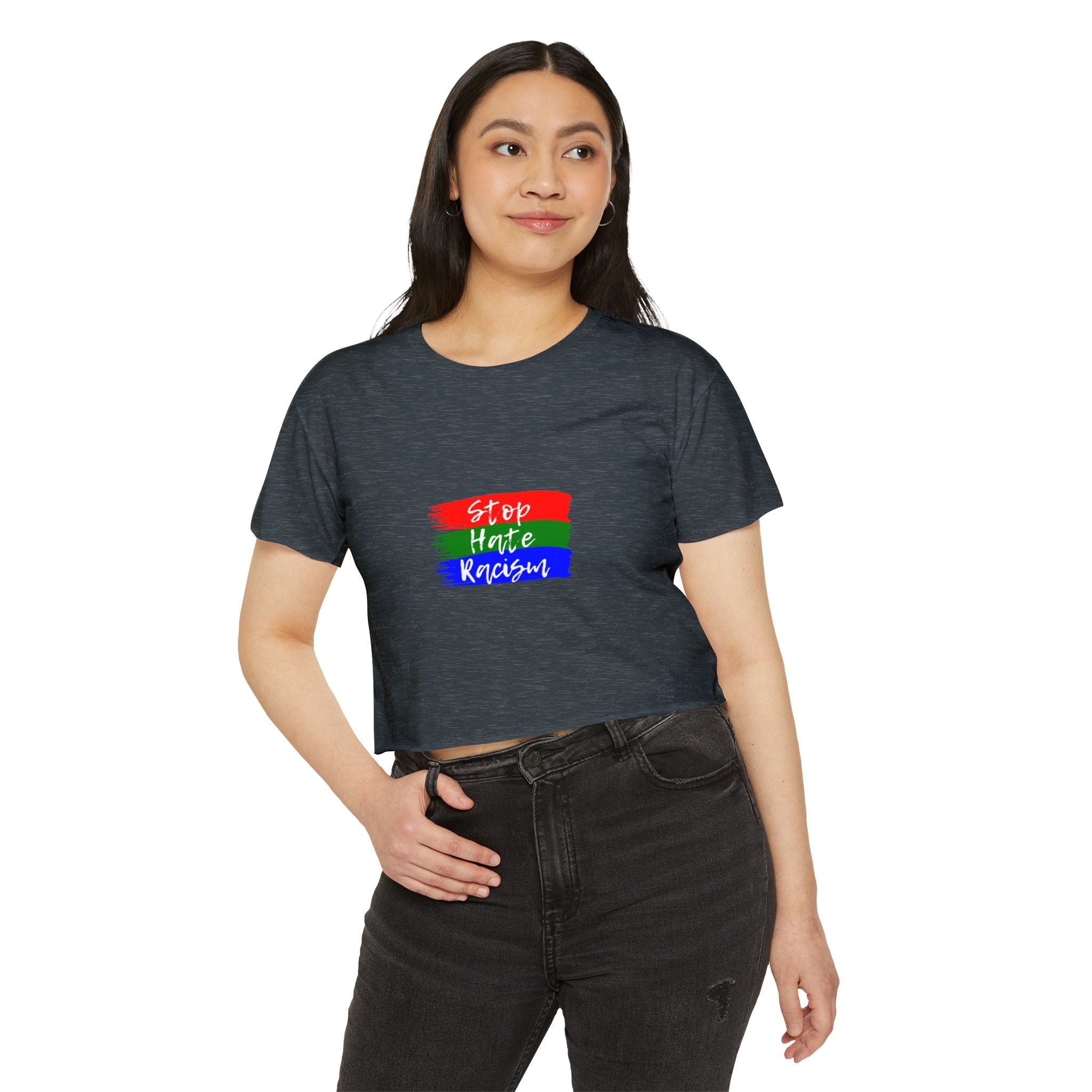 Stop Hate Racism Crop Top — Women's Activist Festival Tee