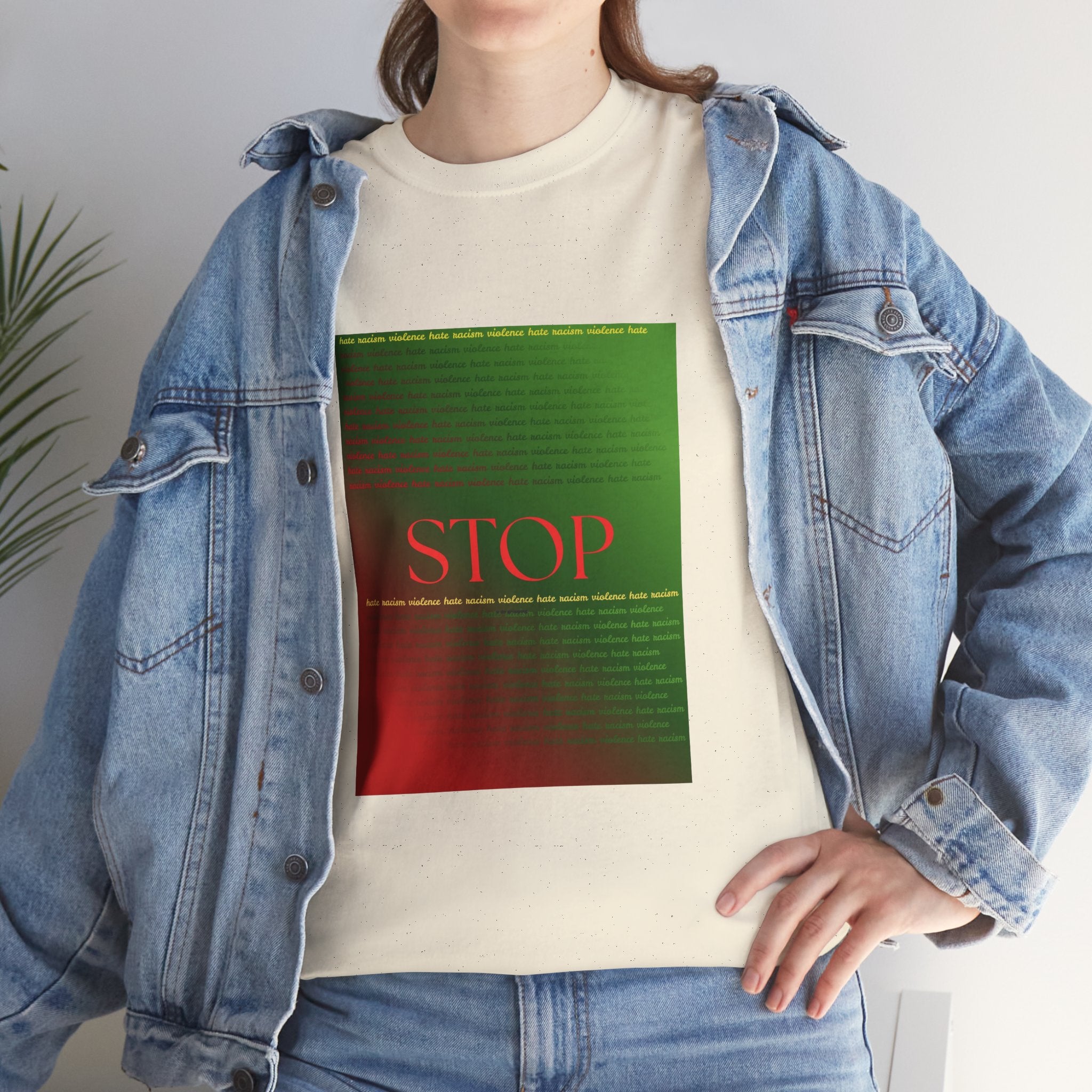 STOP Graphic Tee — Red & Green Gradient Statement T‑Shirt