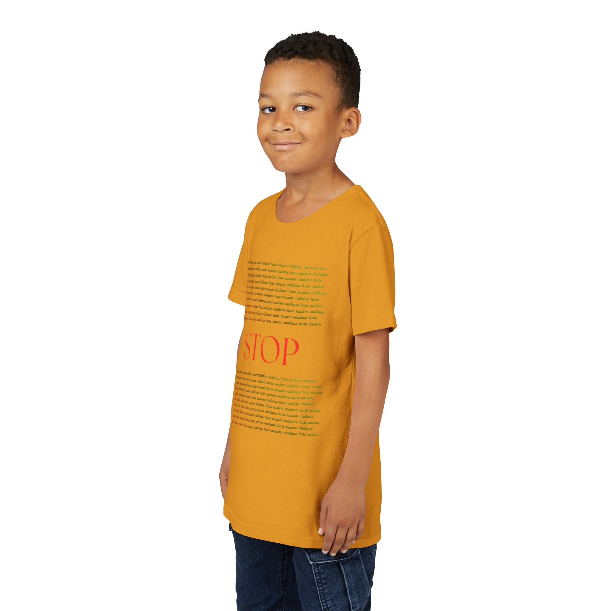 Youth Tee — Bold Yellow 'STOP' Graphic Kids T‑Shirt