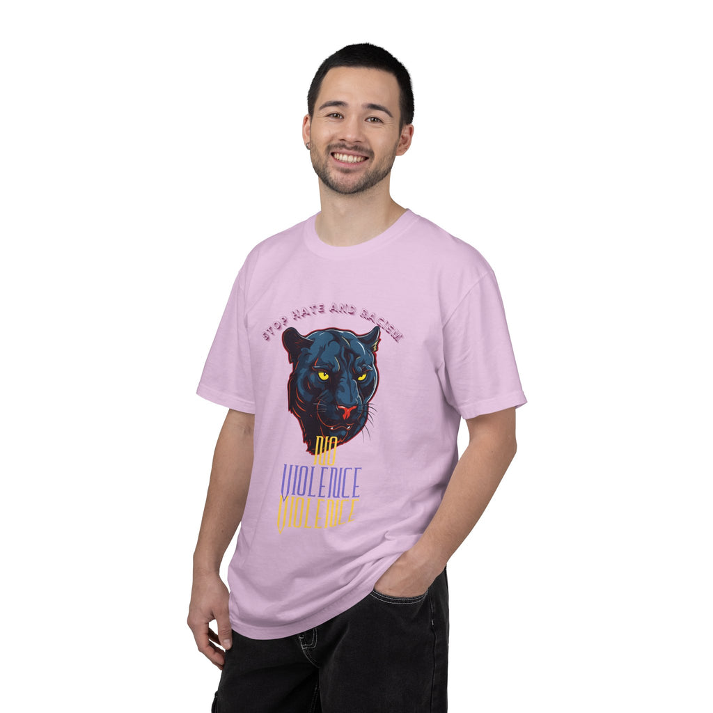 No Violence Panther T-Shirt — Graphic Animal Tee with 'No Violence' Text