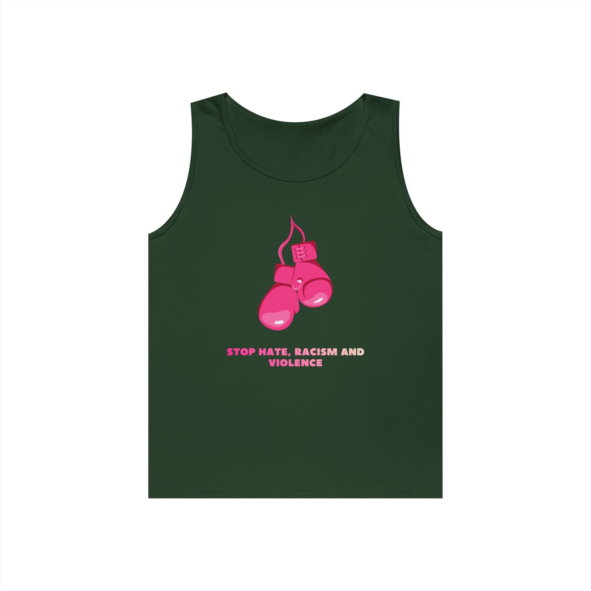 Pink Boxing Gloves Tank Top – “Stop Hate, Racism and Violence” Graphic Tank
