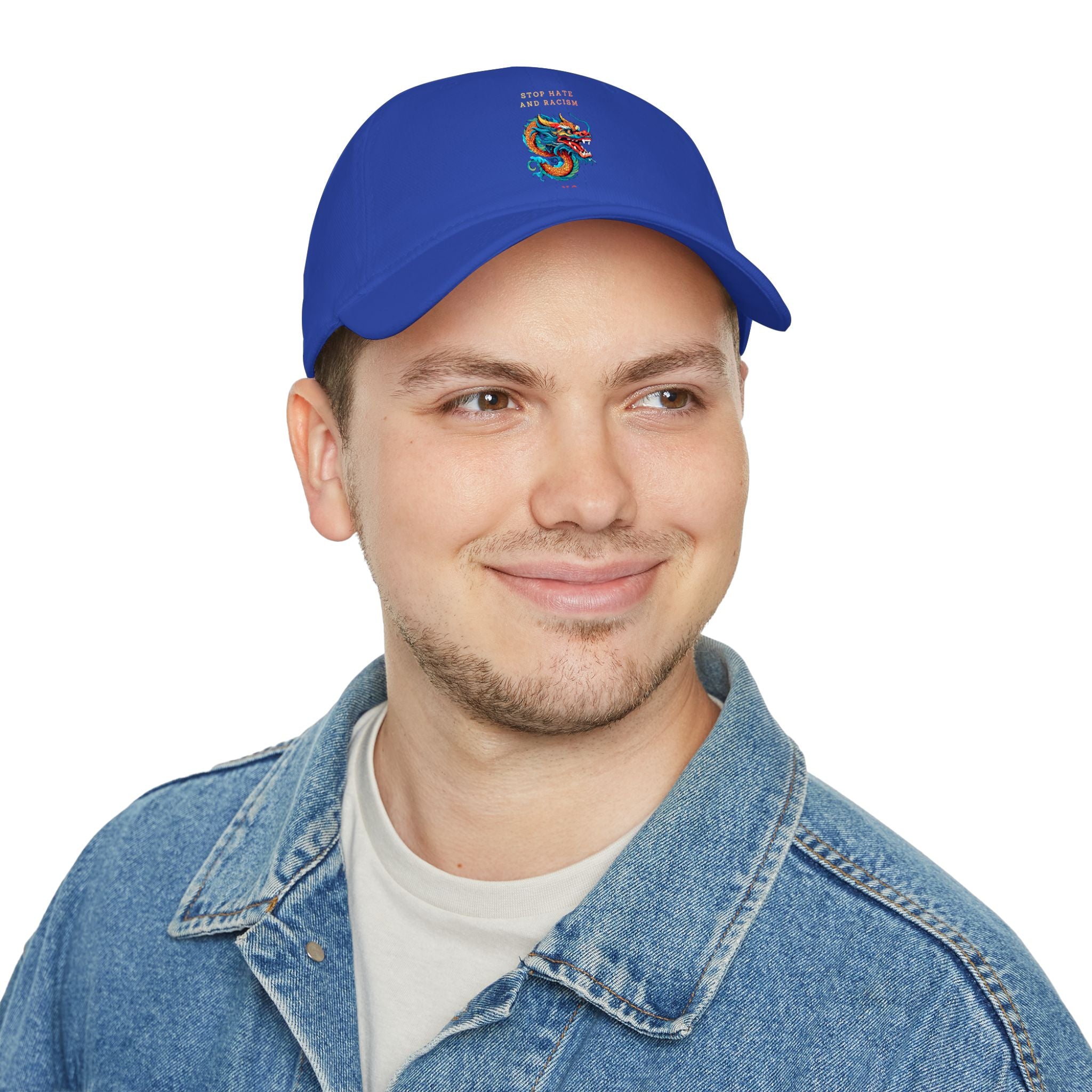 Red Dragon Baseball Cap - "Stop Hate and Racism" Embroidered Low Profile Hat
