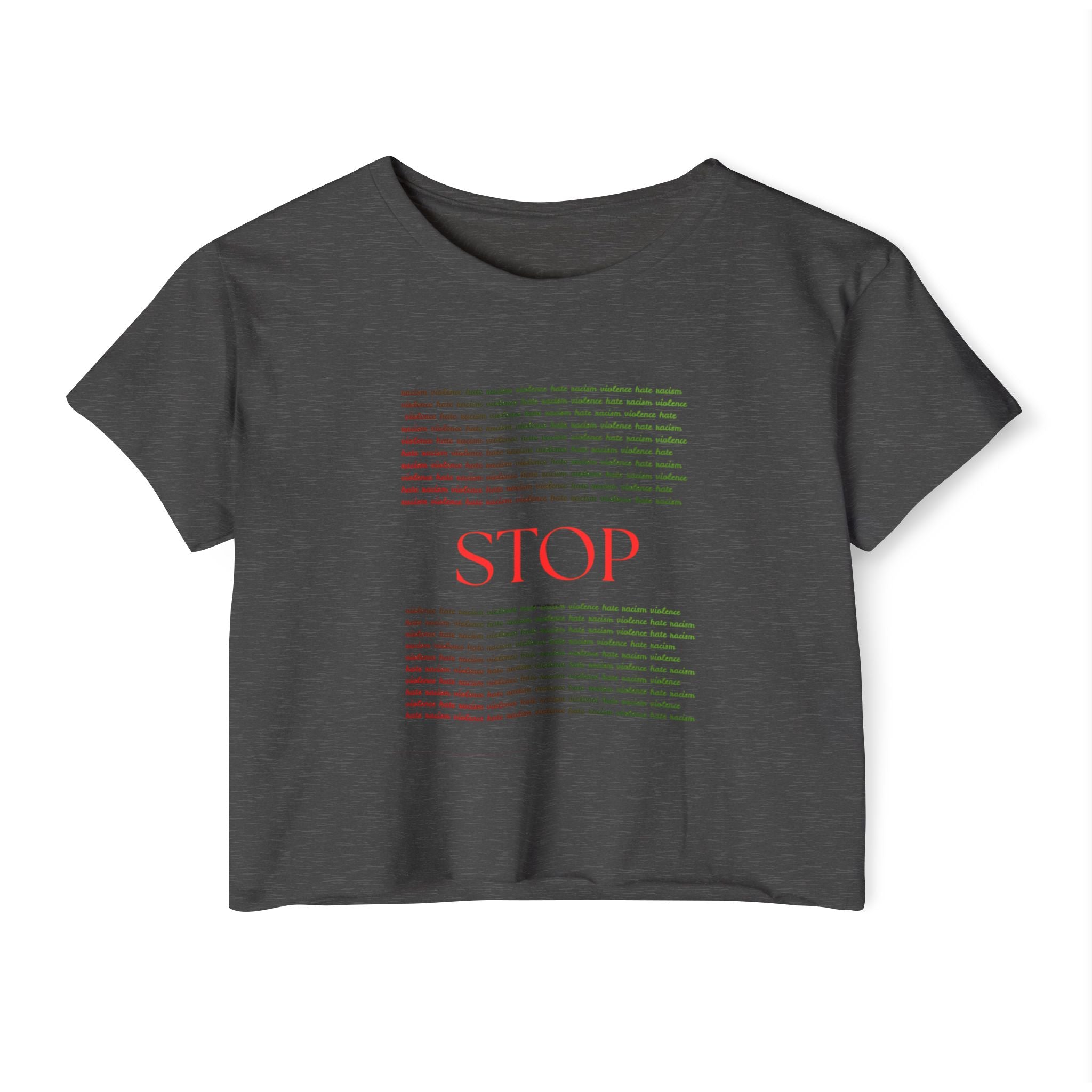 STOP Graphic Crop Top — Women's Festival Statement Tee