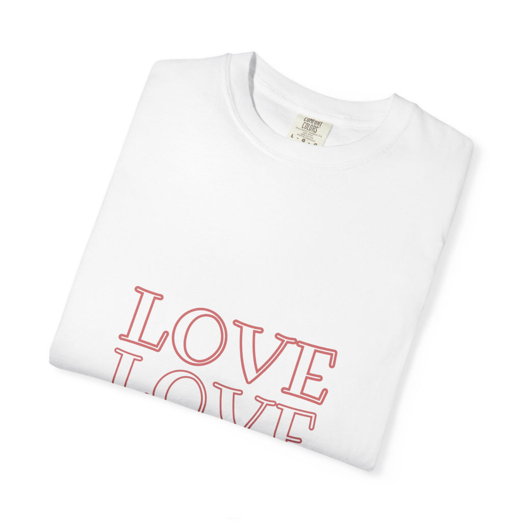 Love Love Love T-Shirt — Vintage Pink Stacked Text Tee