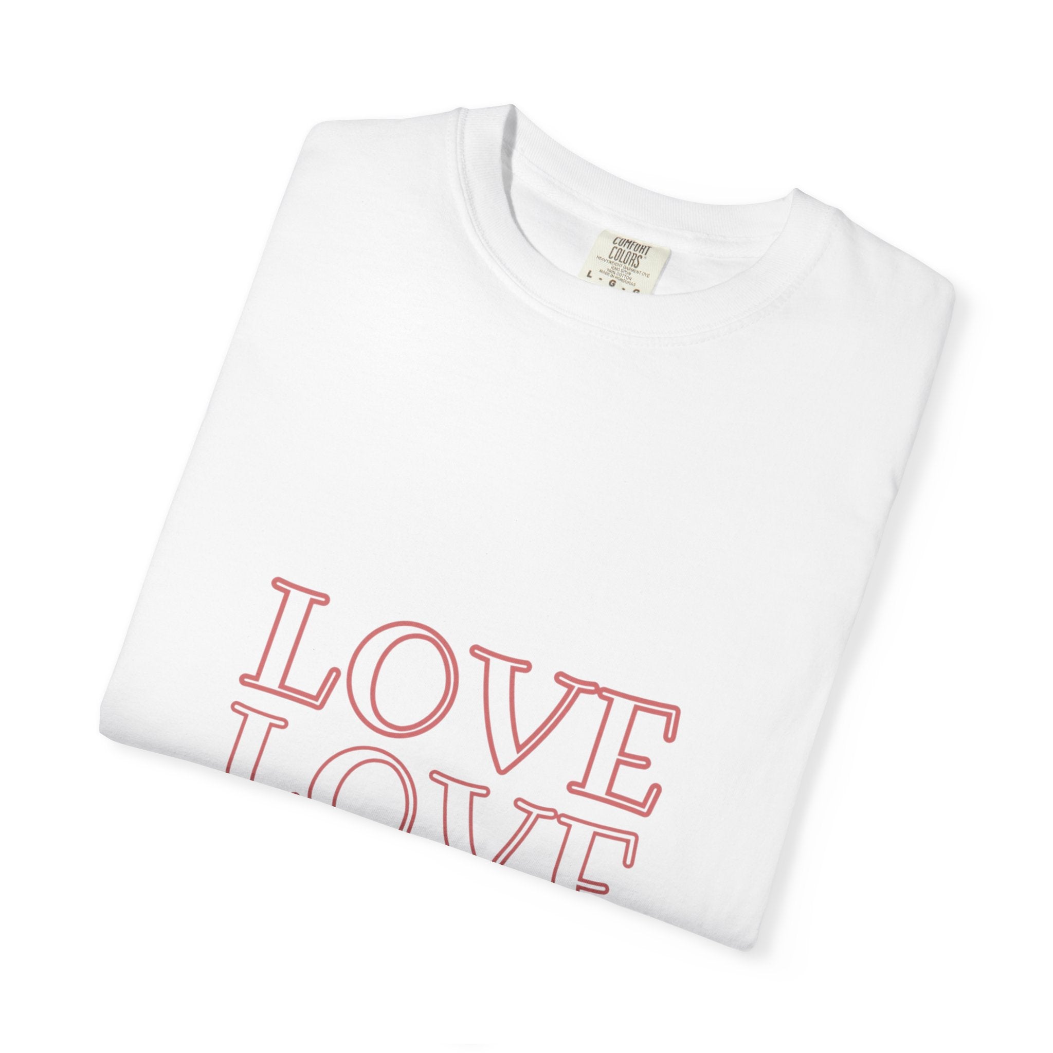 Love Love Love T-Shirt — Vintage Pink Stacked Text Tee
