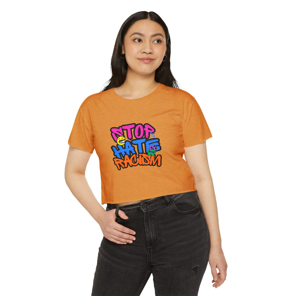 Crop Top — "Stop Hate Racism" Colorful Graffiti Festival Tee