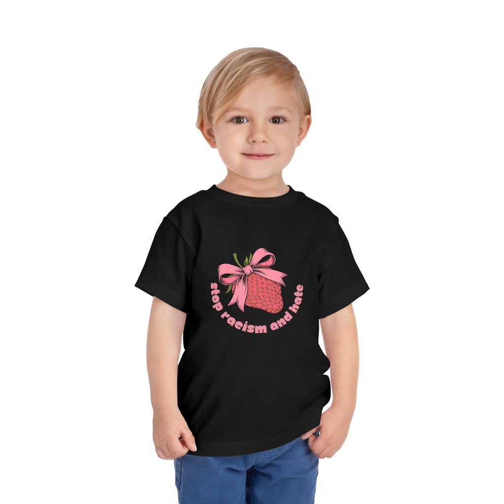 Toddler Tee — Pink Gift Strawberry Graphic "Stop Rockin and Rollin"