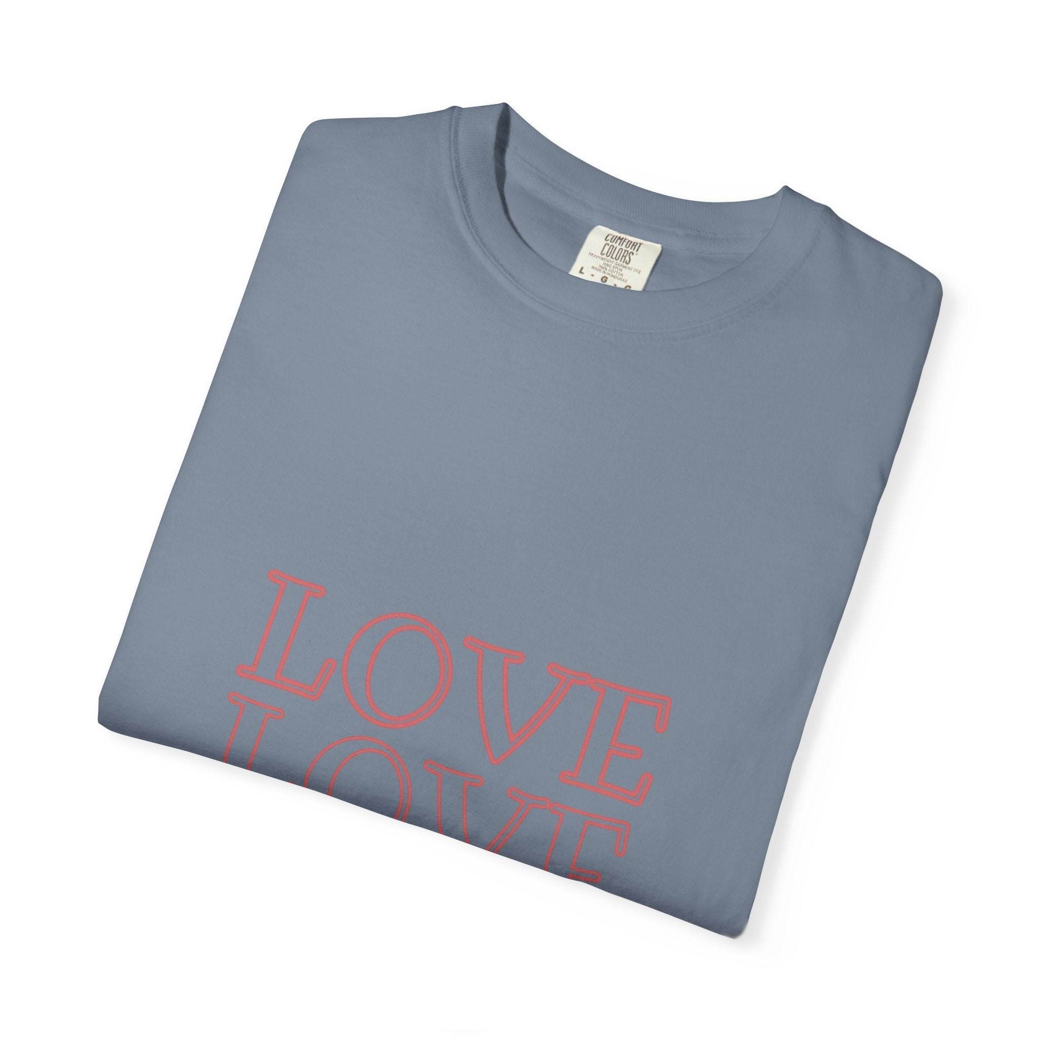 Love Love Love T-Shirt — Vintage Pink Stacked Text Tee