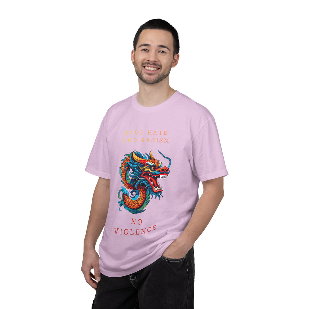 T-Shirt — 'Stop Hate and Racism, No Violence' Dragon Graphic Tee