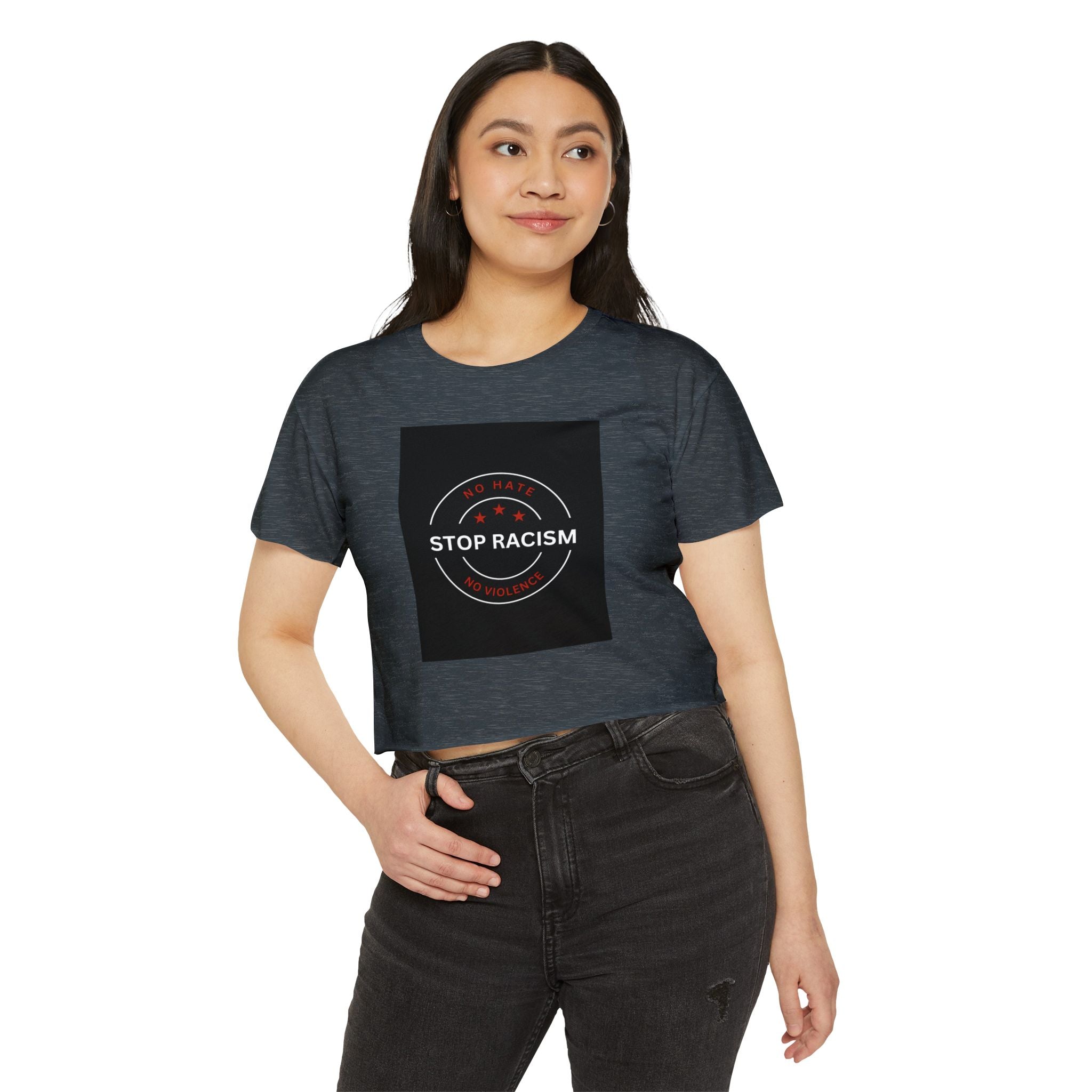 Stop Racism Crop Top — Anti-Racism Statement Women's Festival Tee
