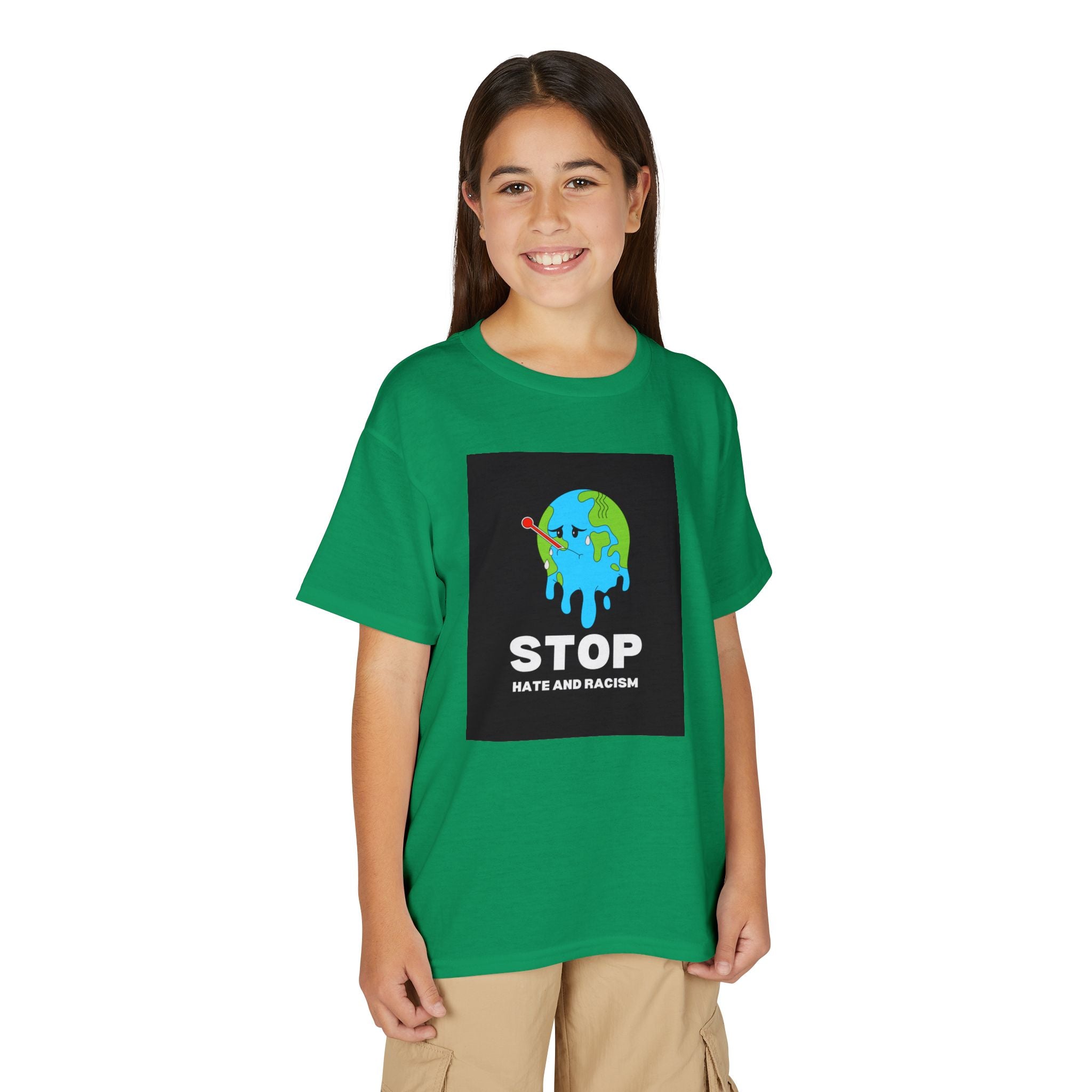 Youth T-Shirt — "STOP Hate and Racism" Earth Graphic Anti-Racism Tee