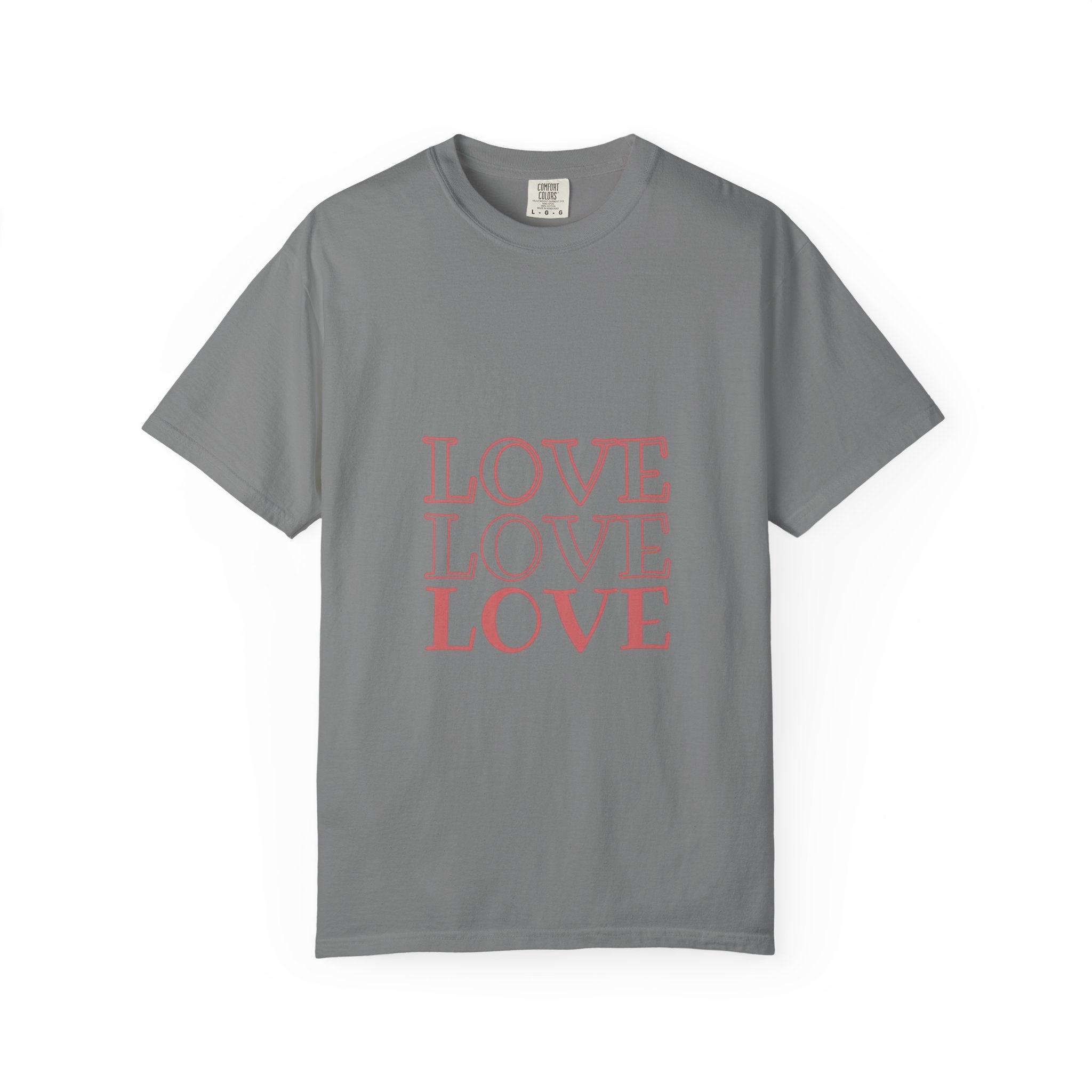 Love Love Love T-Shirt — Vintage Pink Stacked Text Tee