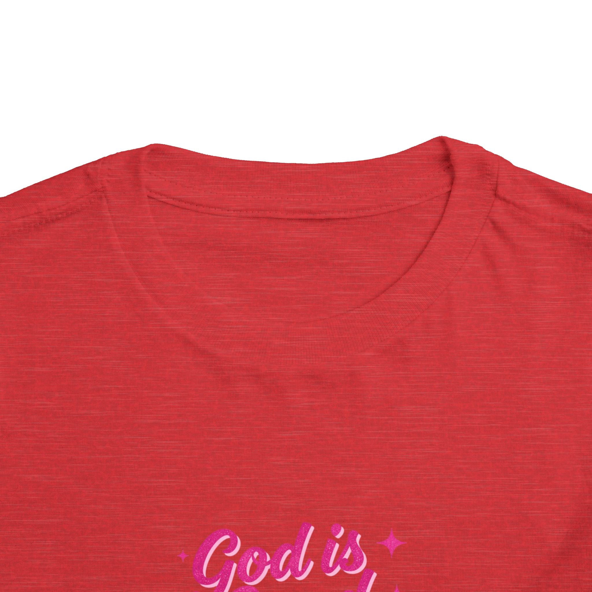 Toddler Tee – "God is Good Time" Pink Script Christian Kids Shirt