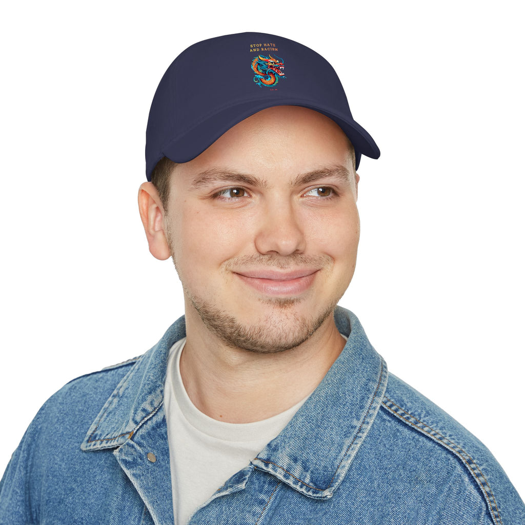 Red Dragon Baseball Cap - "Stop Hate and Racism" Embroidered Low Profile Hat