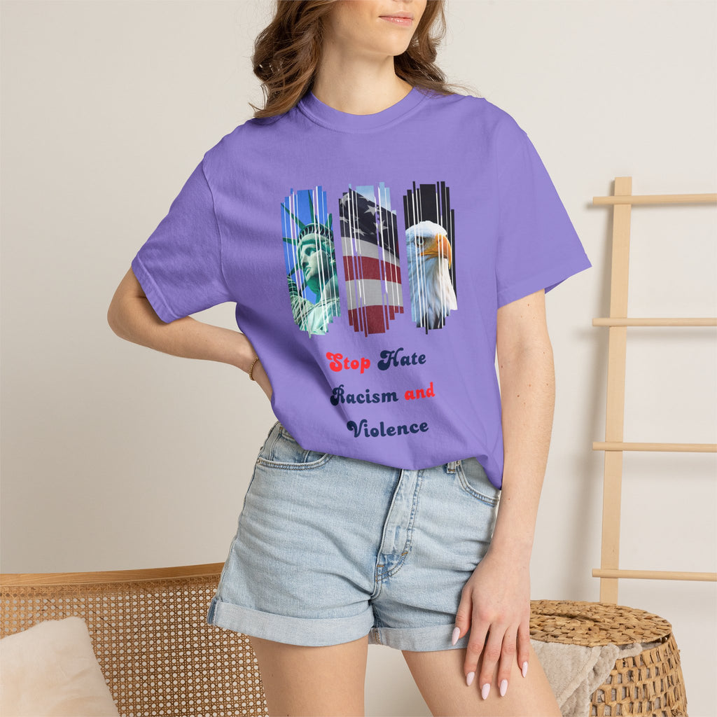 Patriotic 'Stop Hate Racism and Violence' T-Shirt