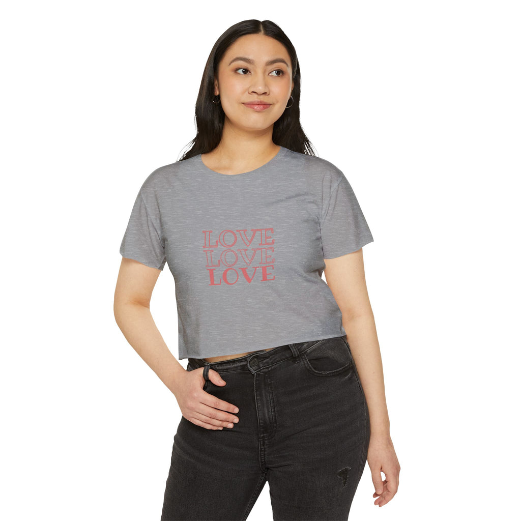 Crop Top — 'LOVE LOVE LOVE' Retro Script Festival Crop Top