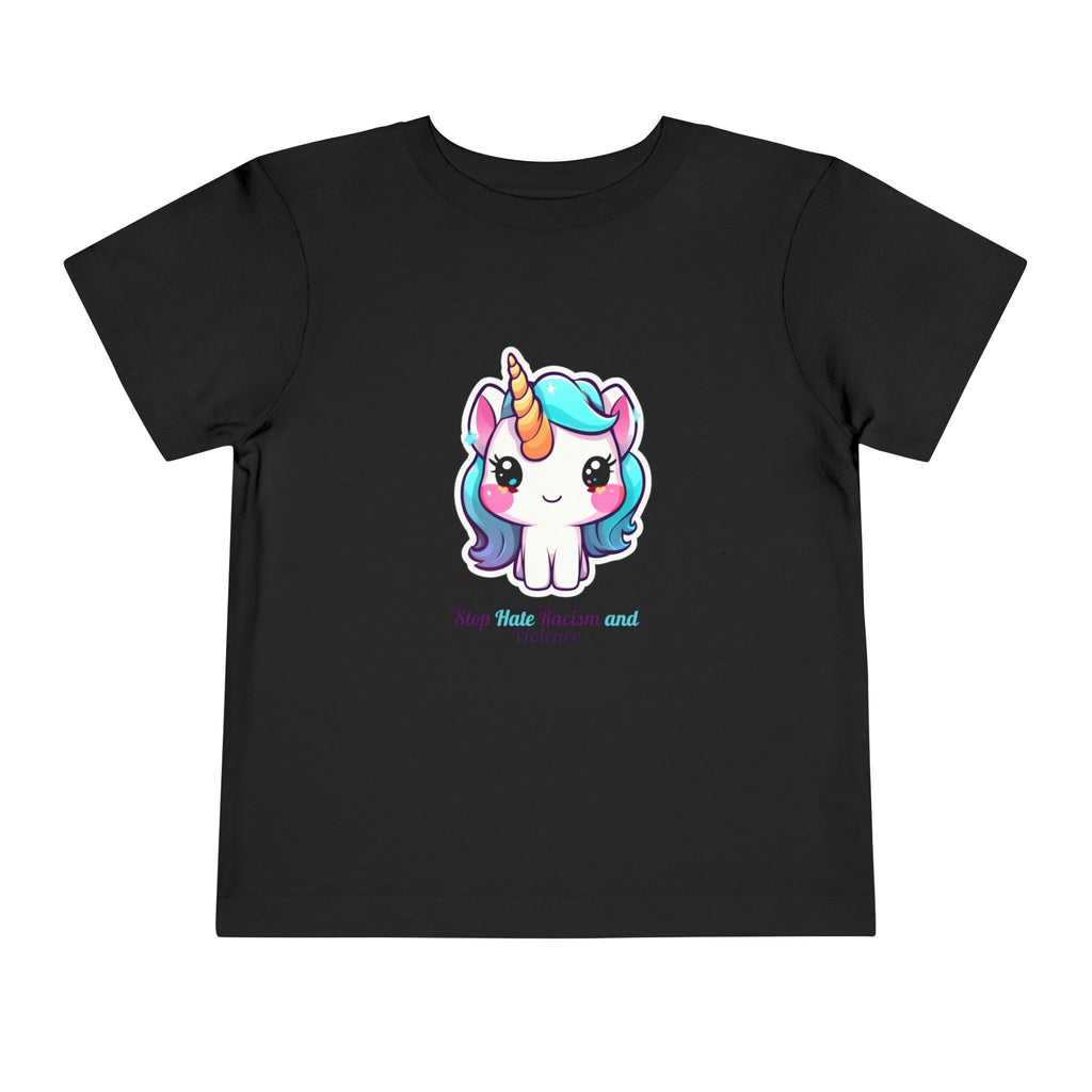 Toddler Tee — Cute Rainbow Unicorn "Stay Positive and Believe" Kids Shirt