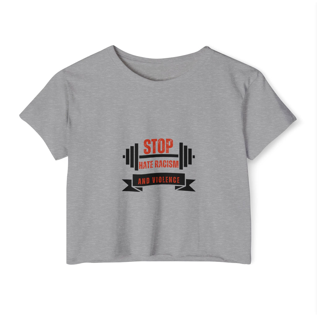 Crop Top — "Stop Hate Racism and Violence" Graphic Festival Tee