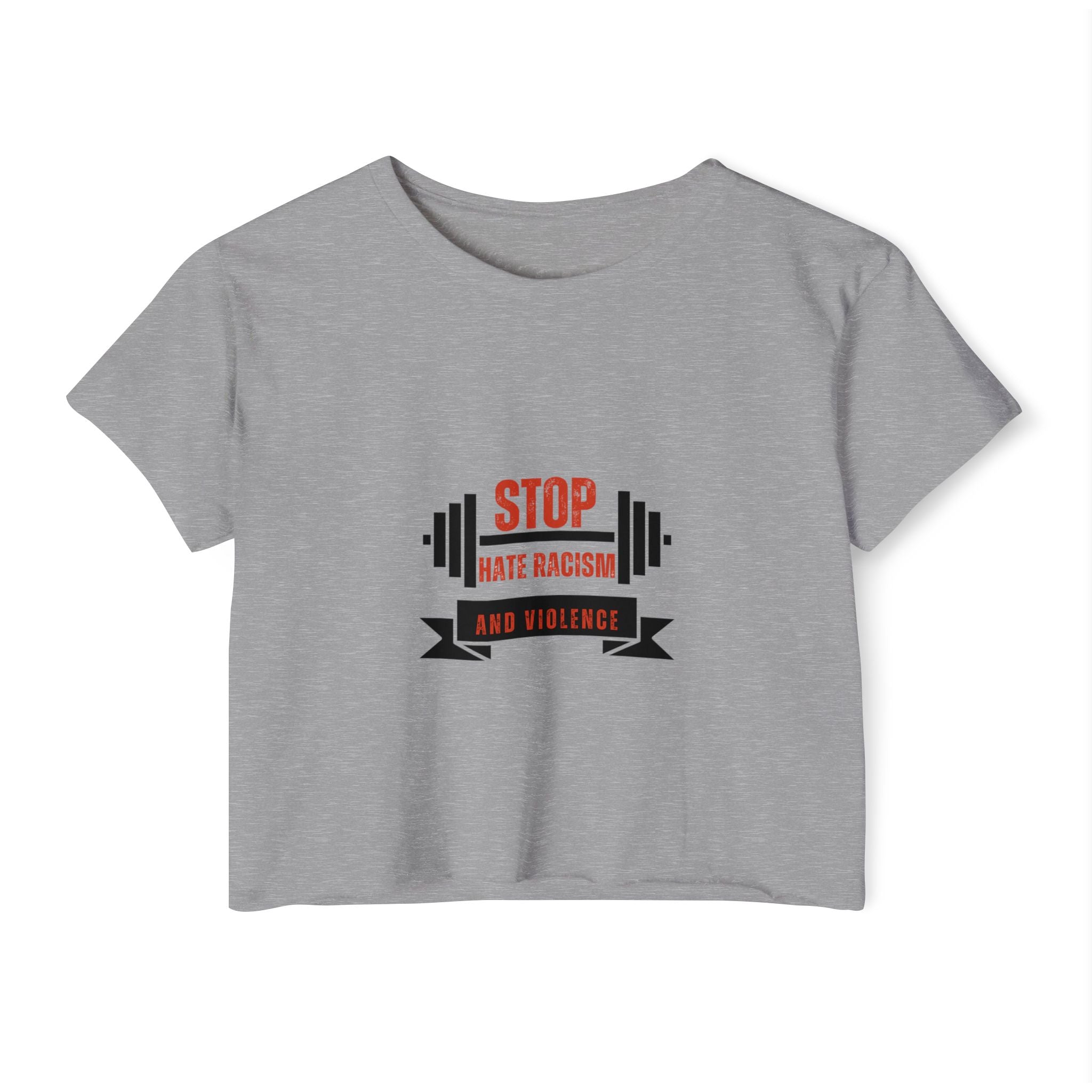 Crop Top — "Stop Hate Racism and Violence" Graphic Festival Tee