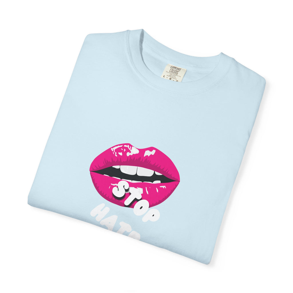 T-Shirt — Pink Lip 'Stop' Graphic Tee (No Racism or Violence)