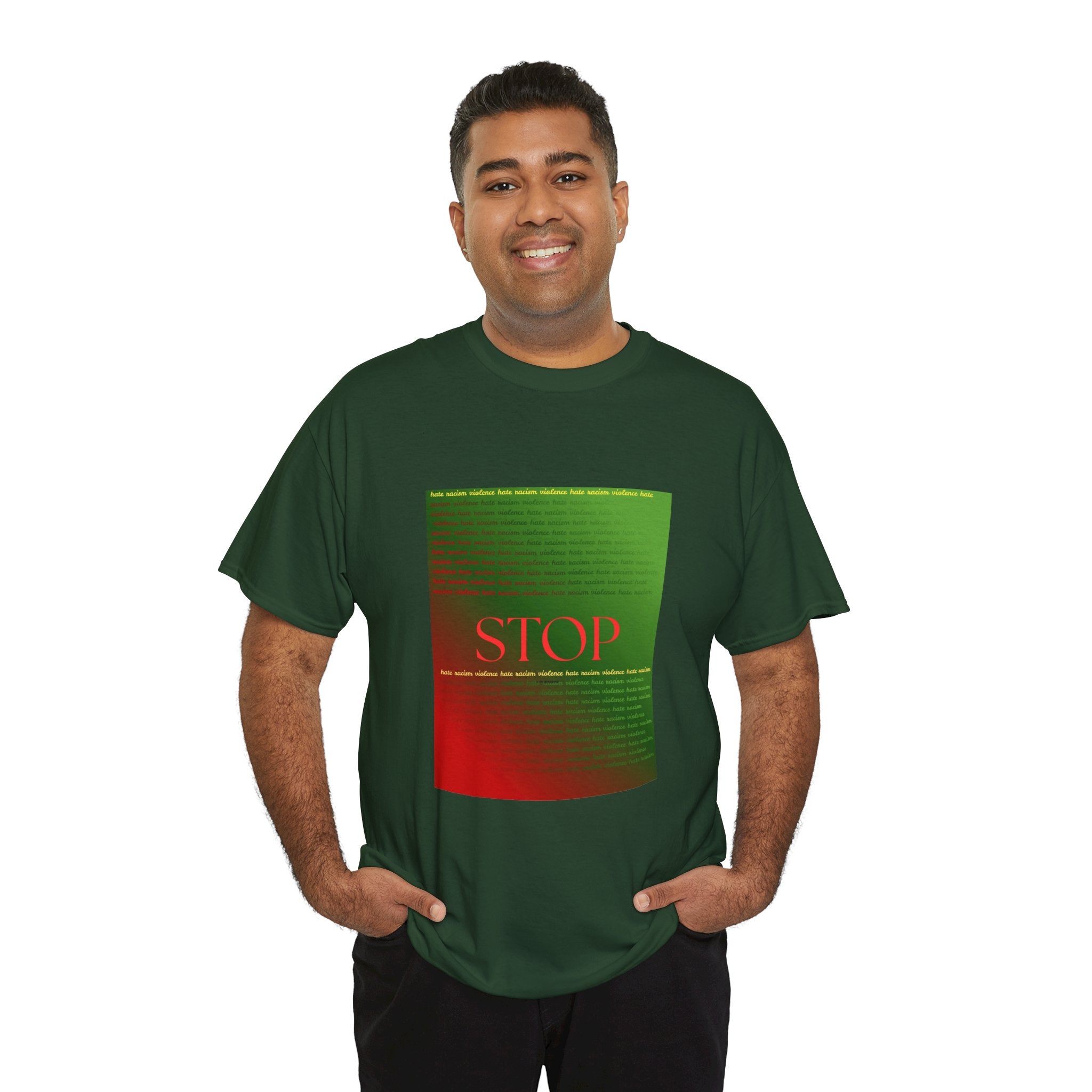 STOP Graphic Tee — Red & Green Gradient Statement T‑Shirt