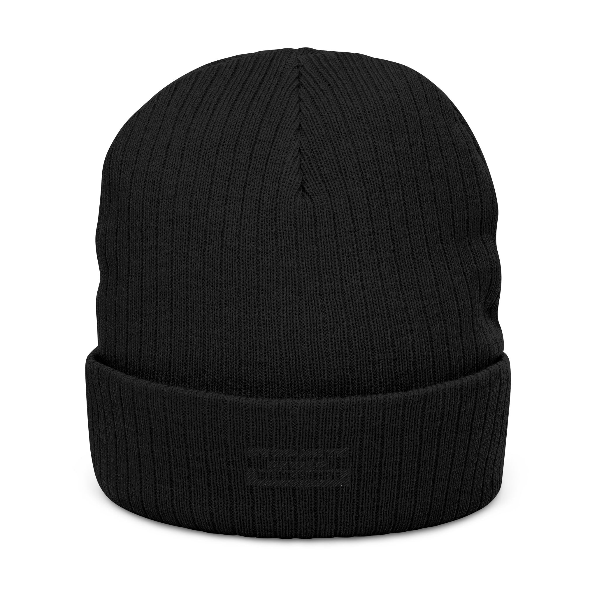 Ribbed Knit Beanie — Classic Fold Cuff Embroidered Winter Hat
